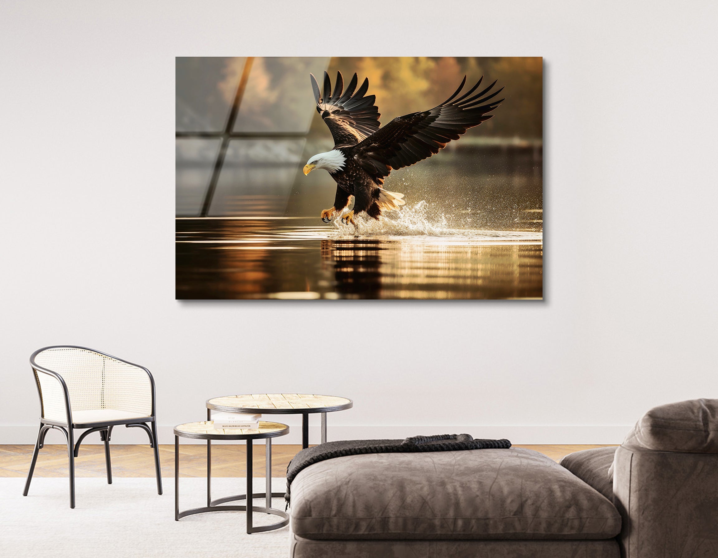 Eagle Catching Fish in Flight | Premium HD Metal Wall Art