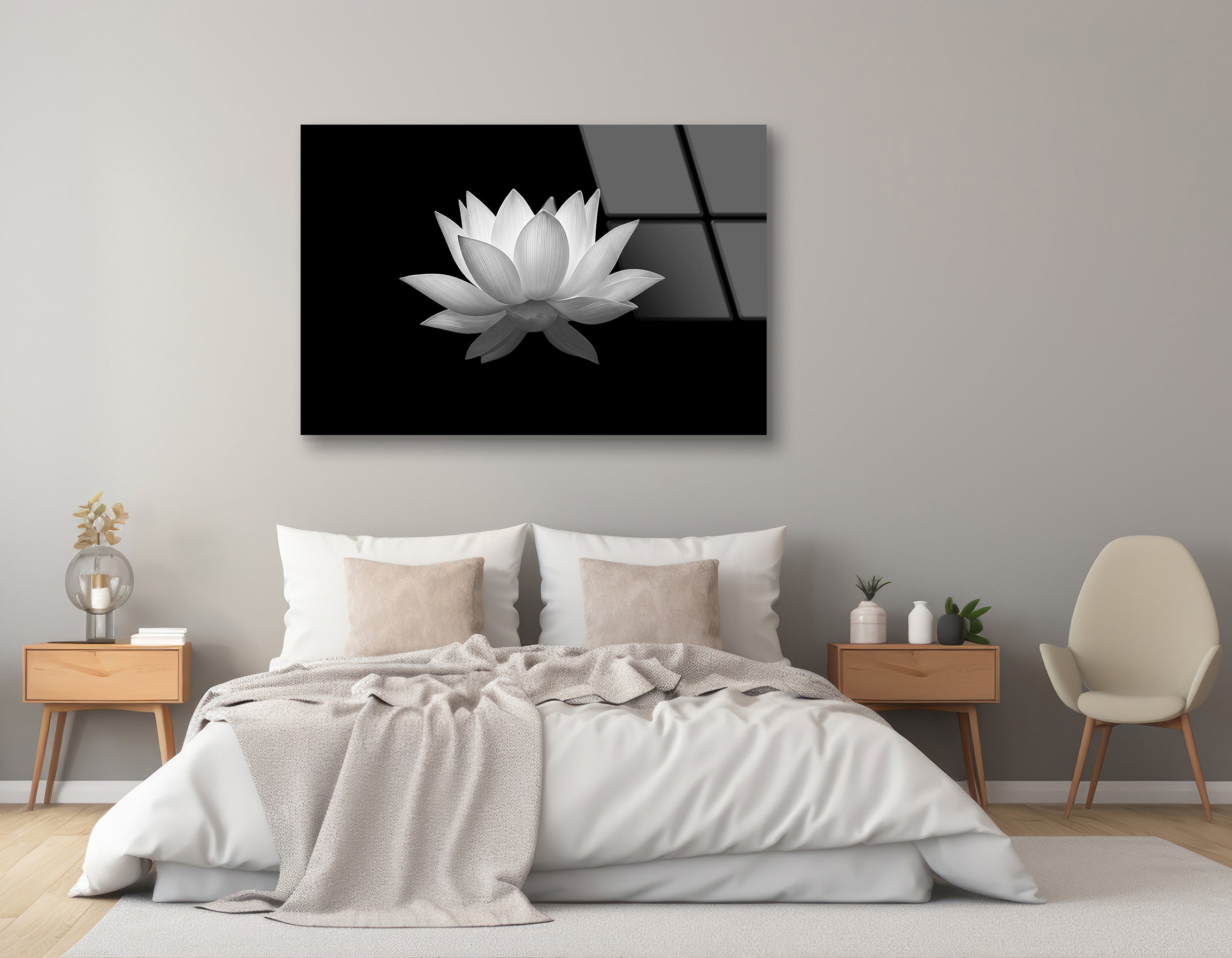 White Lotus Flower | Premium HD Metal Wall Art