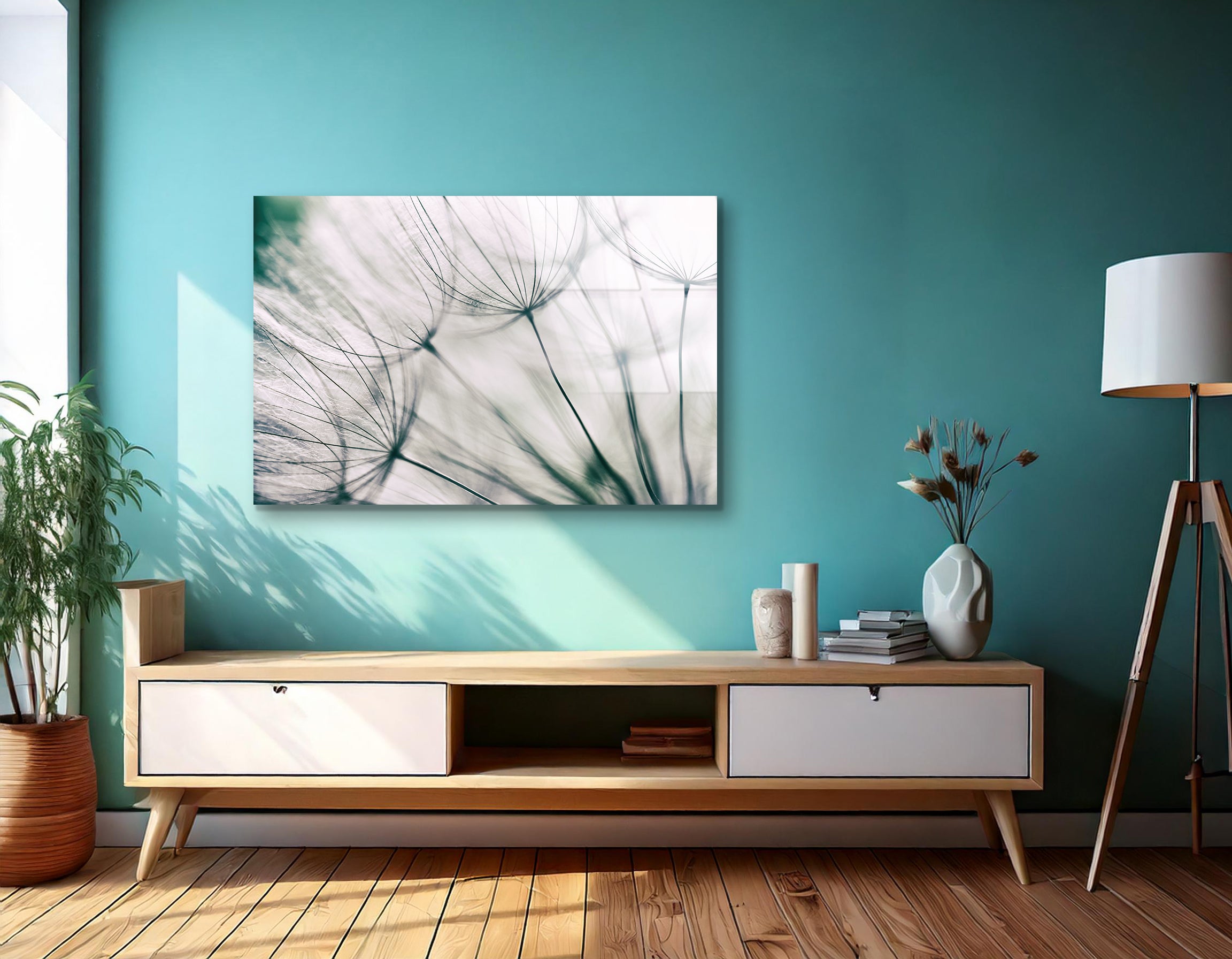 Vintage Effect Abstract Dandelion Flower Close-Up | Premium HD Metal Wall Art