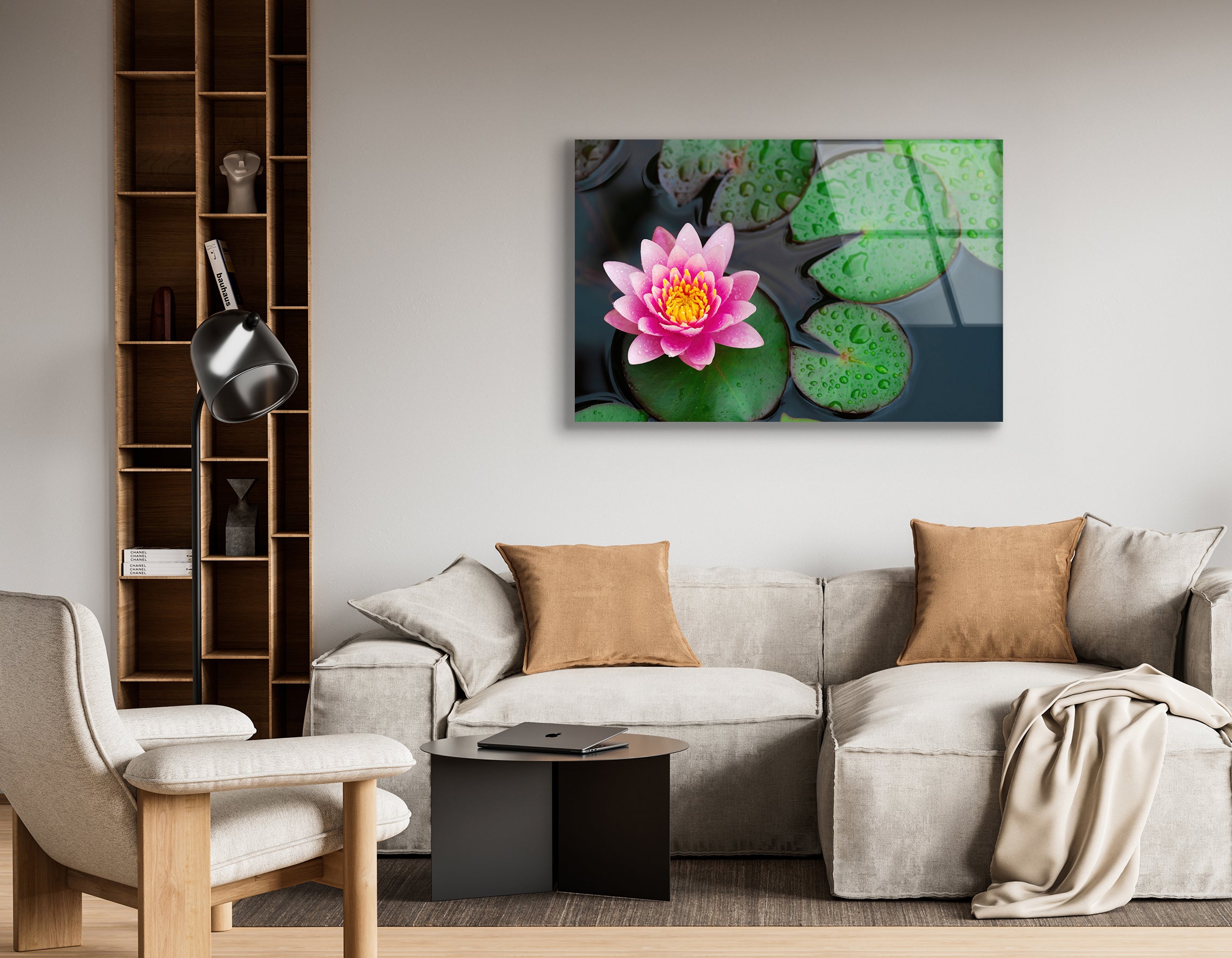 Pink Waterlily with Raindrops | Premium HD Metal Wall Art