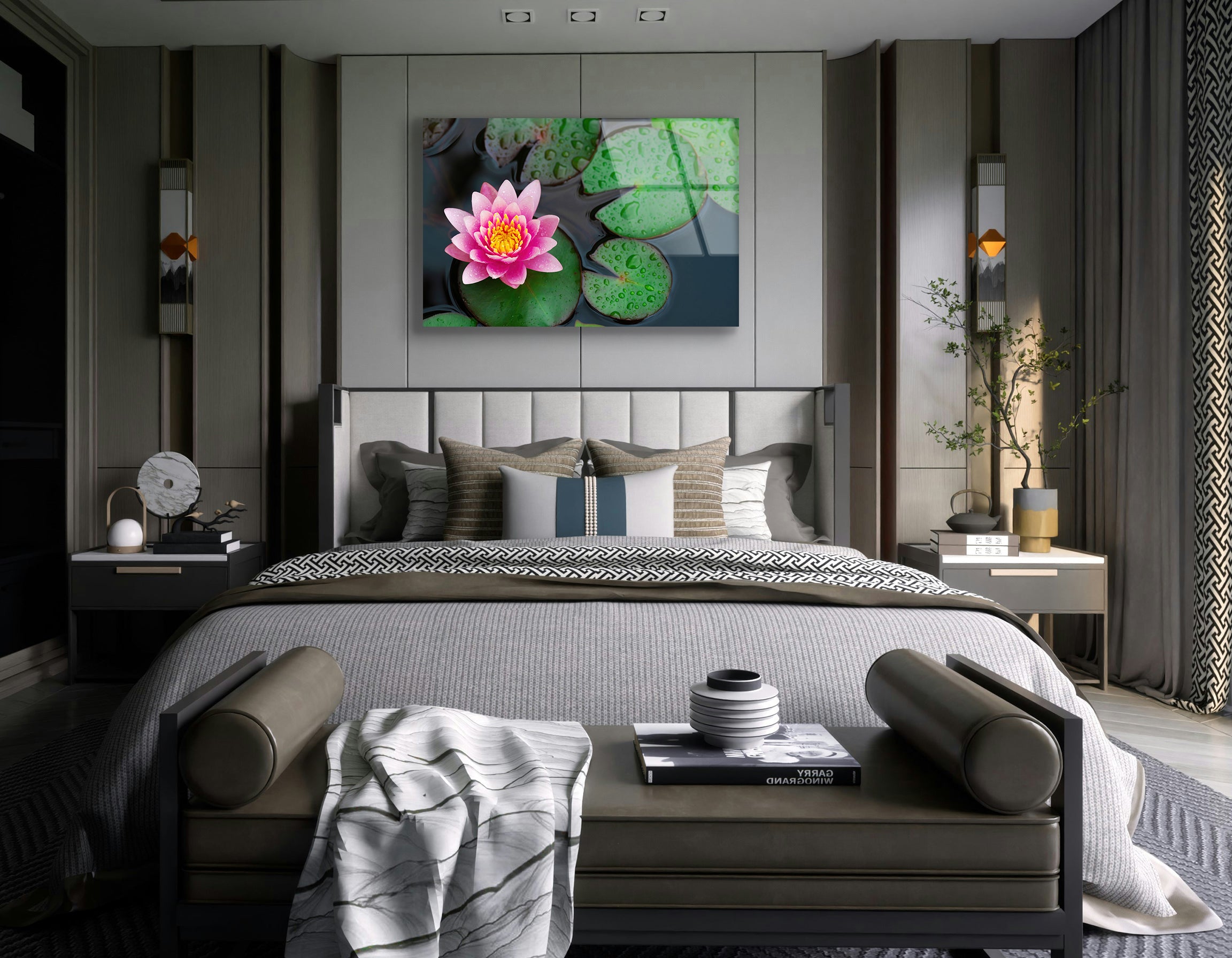 Pink Waterlily with Raindrops | Premium HD Metal Wall Art