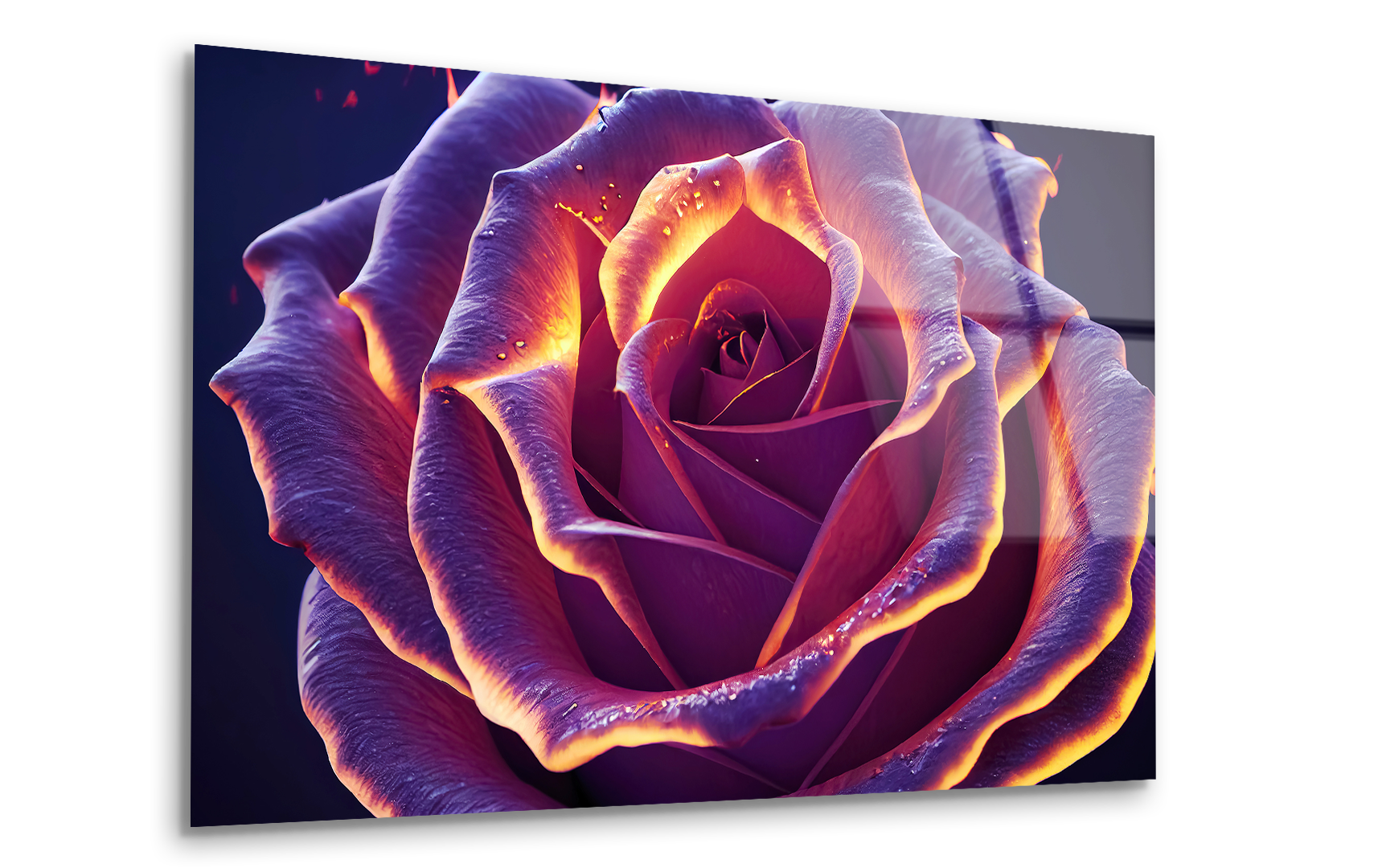 Fire and Infernal Magic Red Rose | Premium HD Metal Wall Art