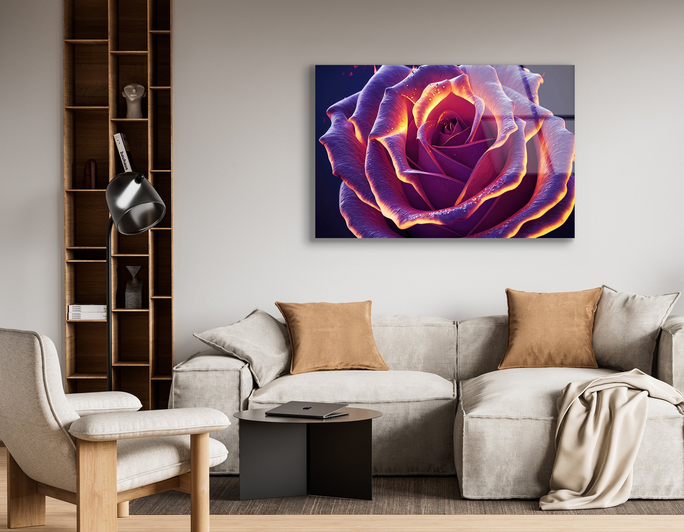 Fire and Infernal Magic Red Rose | Premium HD Metal Wall Art