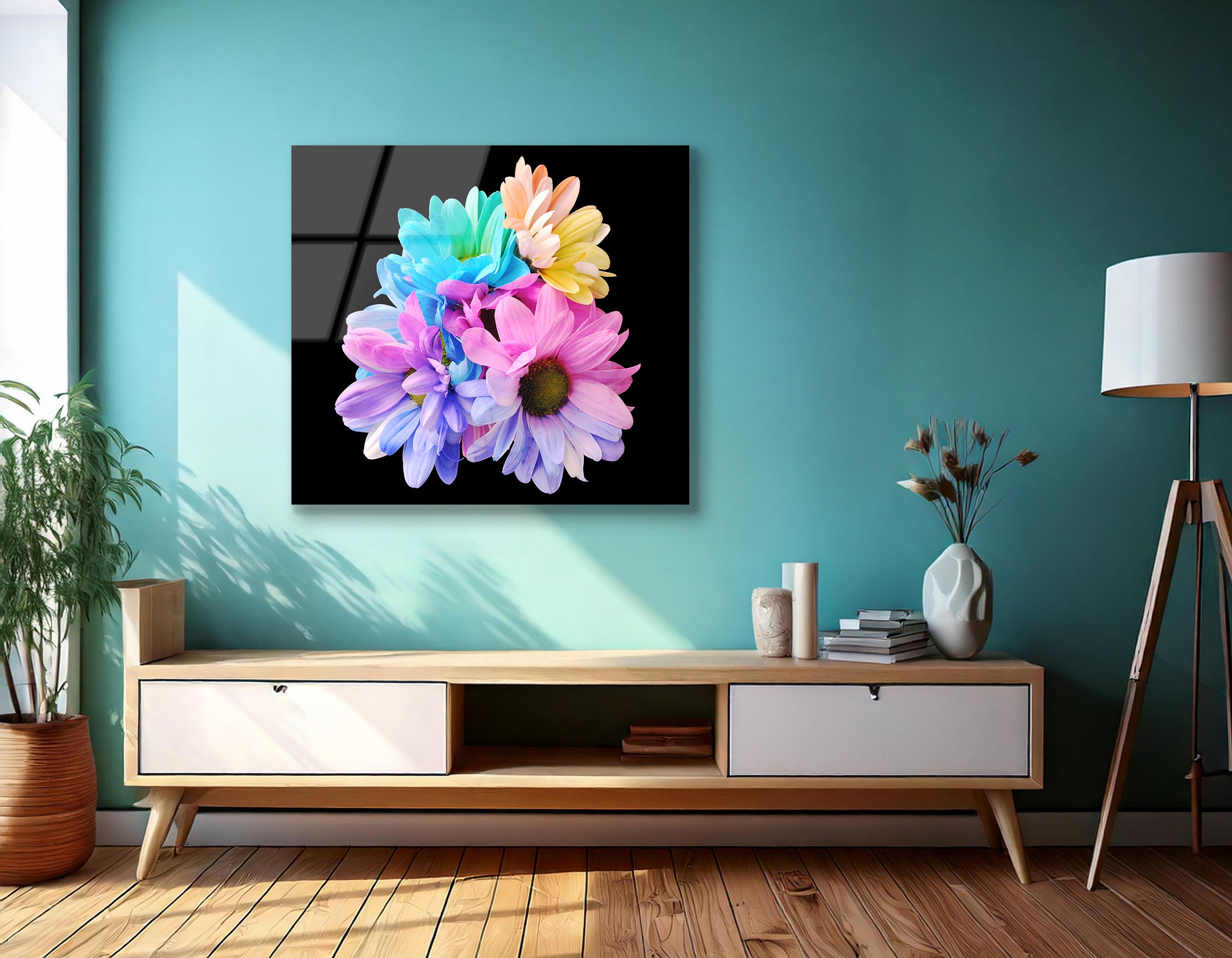 Colorful Flower Heads | Premium HD Metal Wall Art