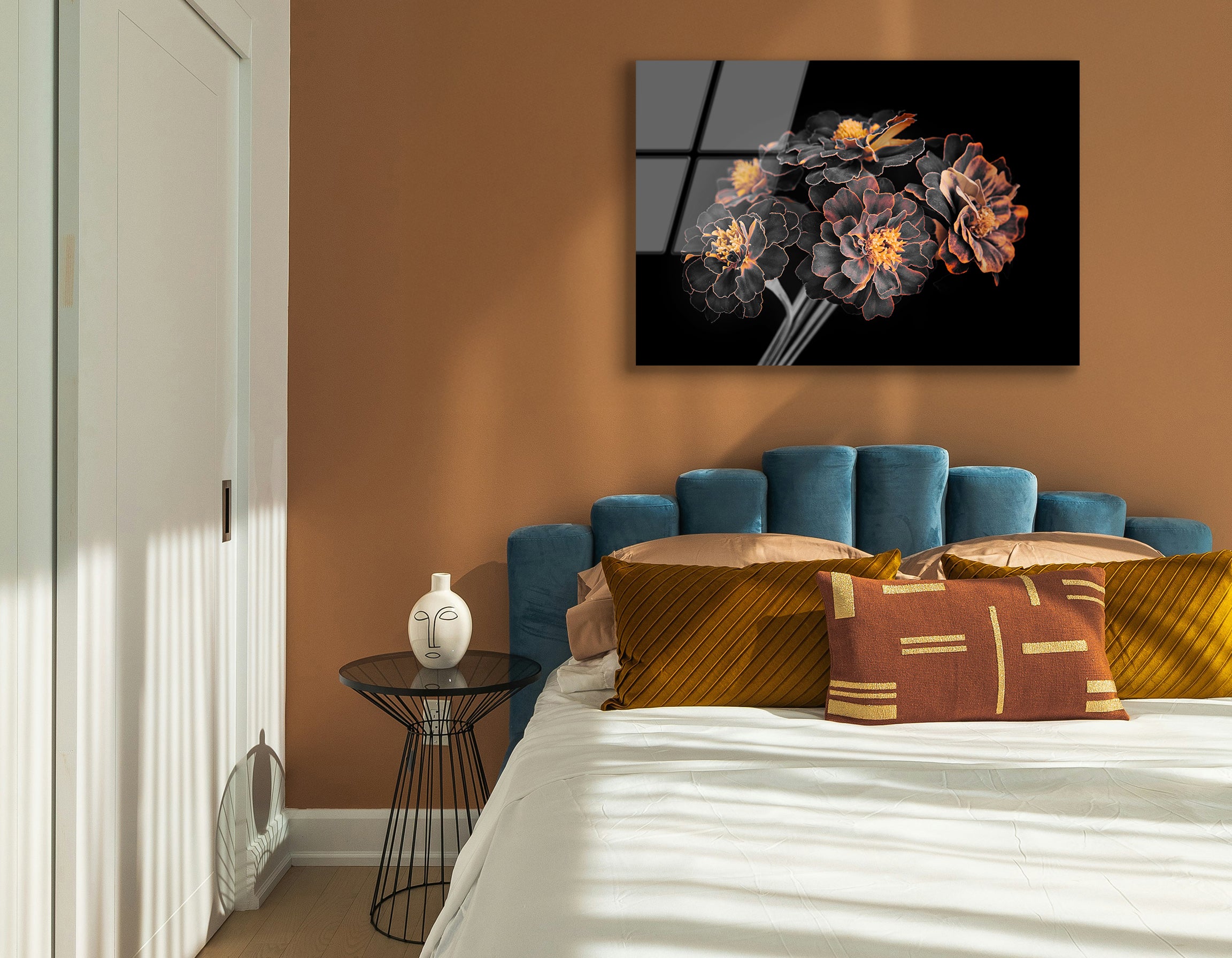 Garden Flowers with Orange-Edged Petals | Premium HD Metal Wall Art