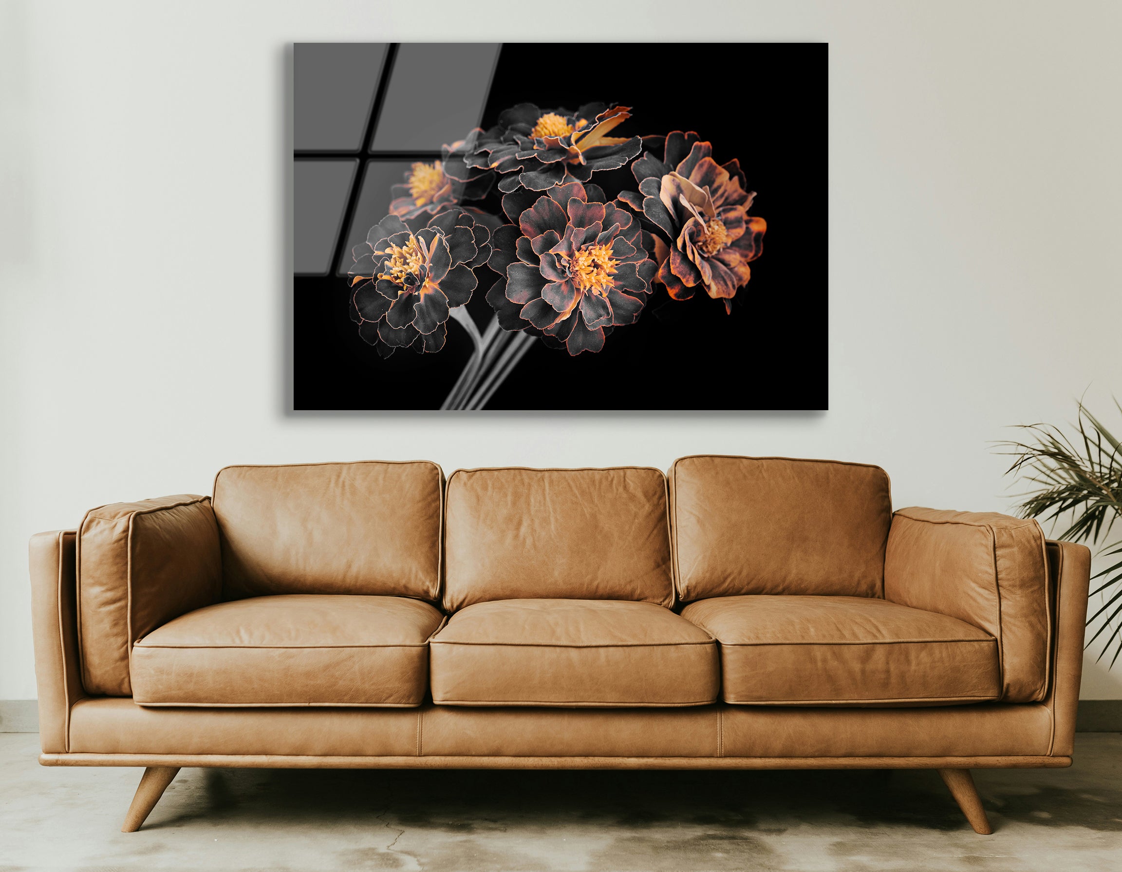 Garden Flowers with Orange-Edged Petals | Premium HD Metal Wall Art