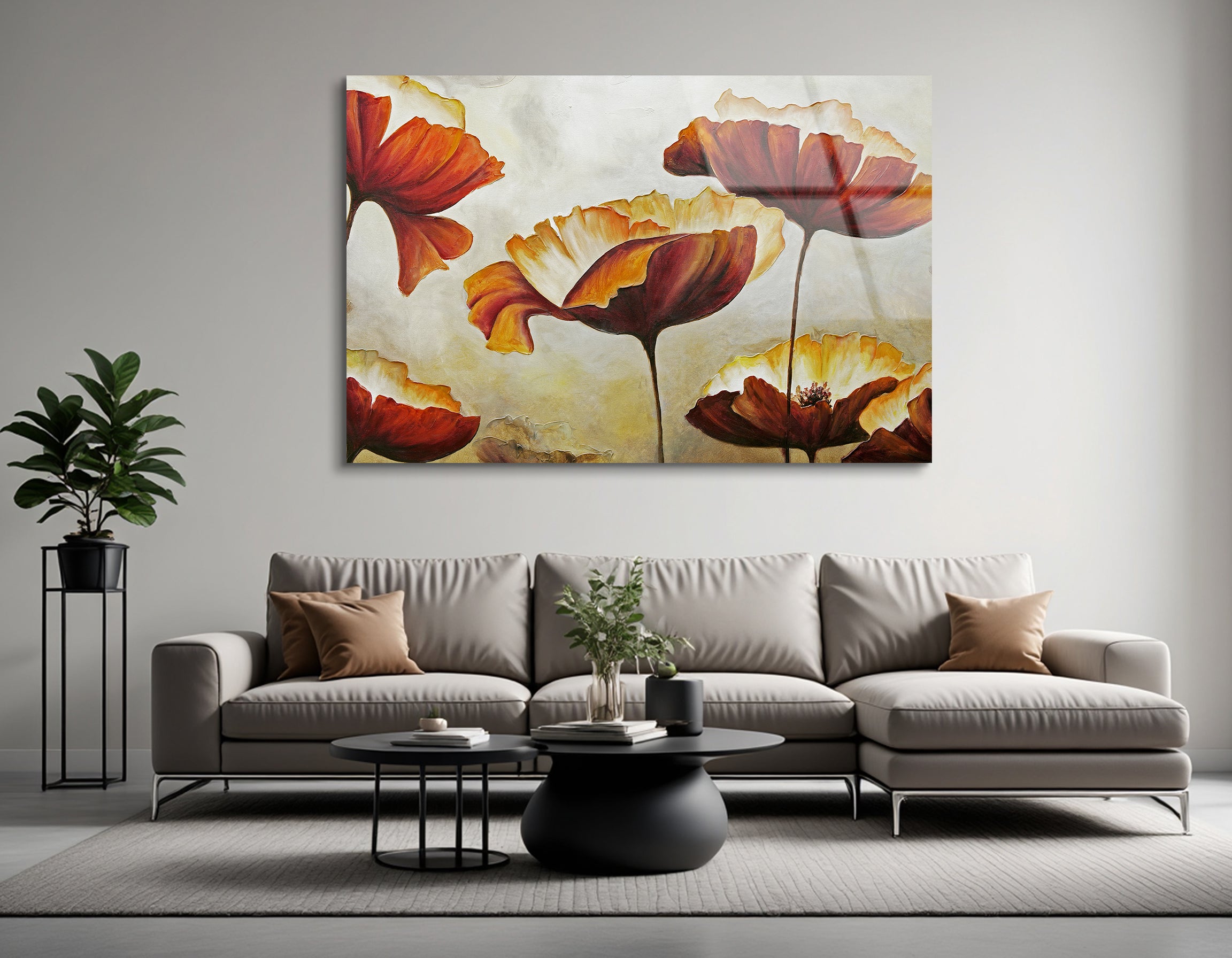 Hand-Painted Floral Style in Pastel Tones | Premium HD Metal Wall Art