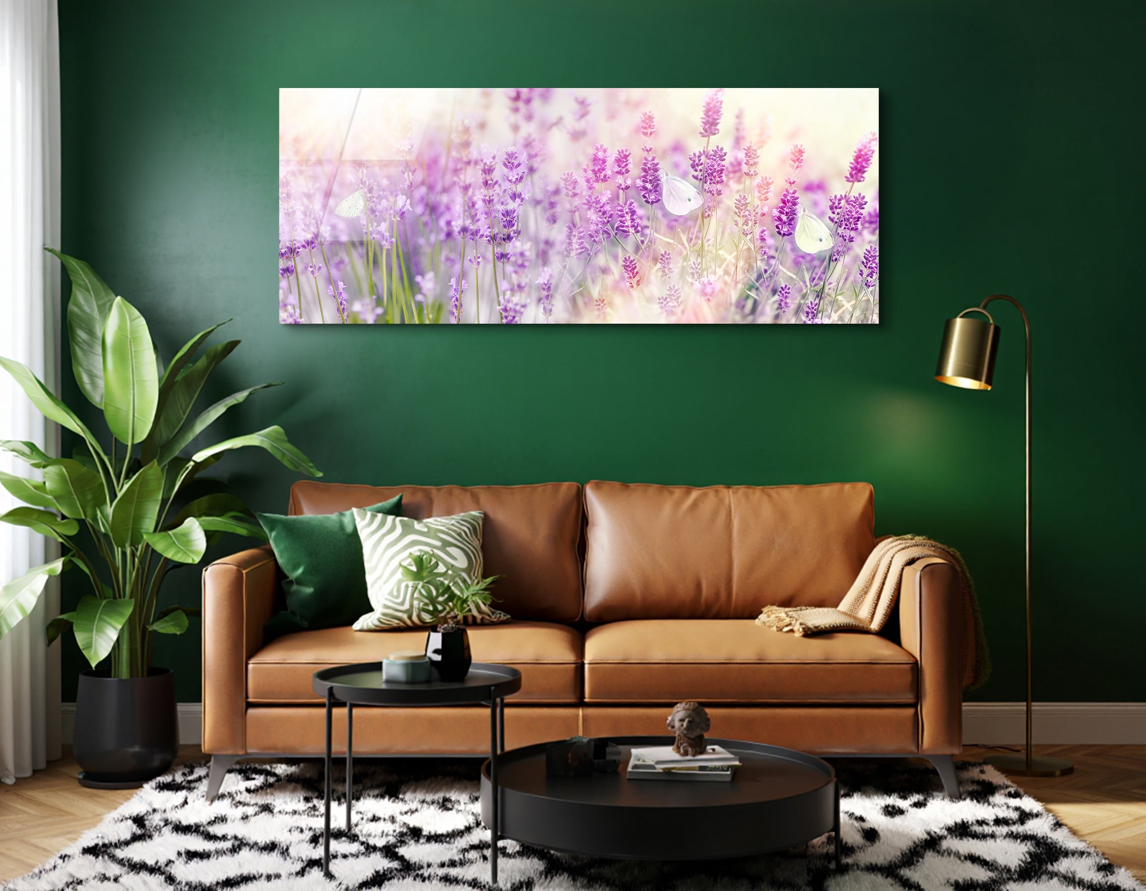 White Butterfly on Lavender | Premium HD Metal Wall Art