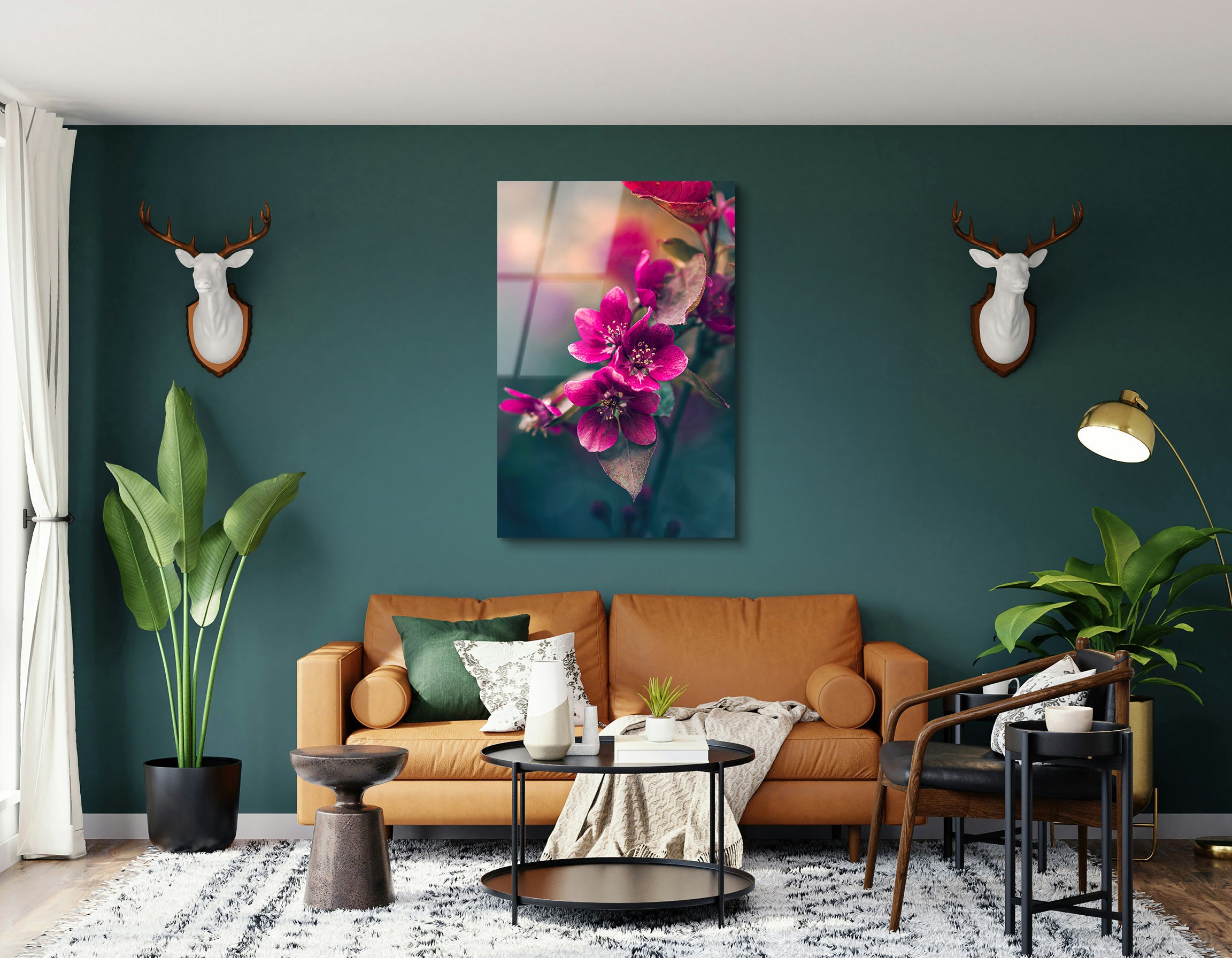 Pink Apple Blossoms in Warm Light | Premium HD Metal Wall Art