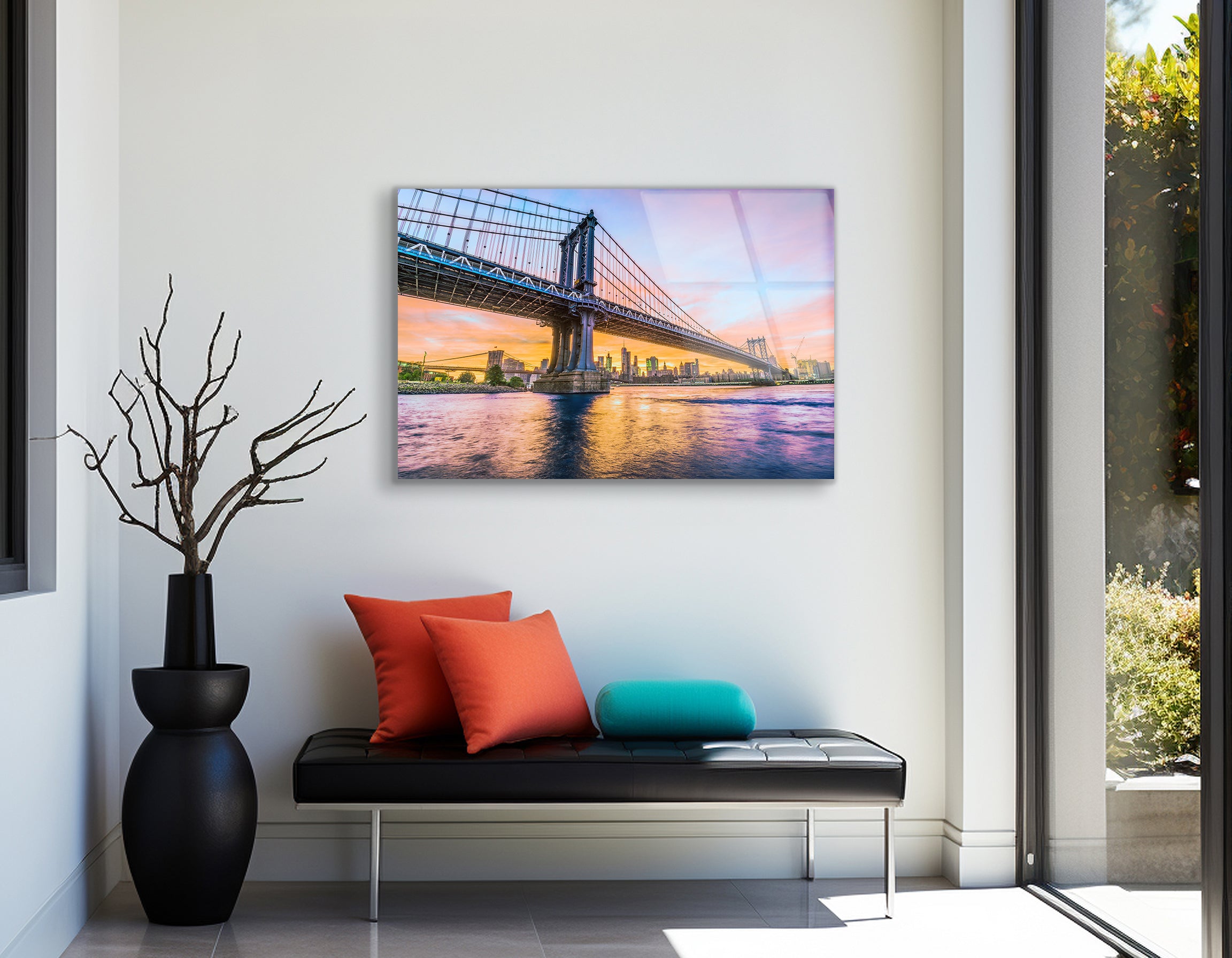 Manhattan Bridge over the East River | Premium HD Metal Wall Art