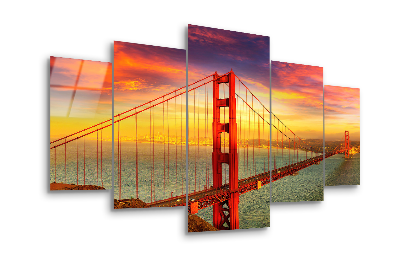 Mega Size Penta Golden Horizon | Premium HD Metal Wall Art