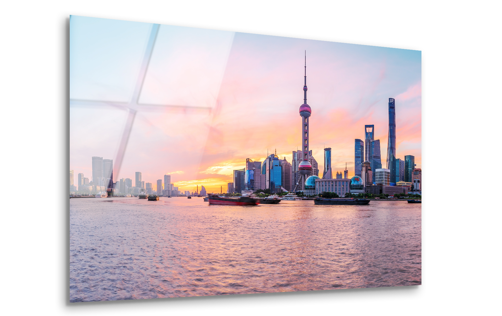 Shanghai Skyline at Sunrise | Premium HD Metal Wall Art