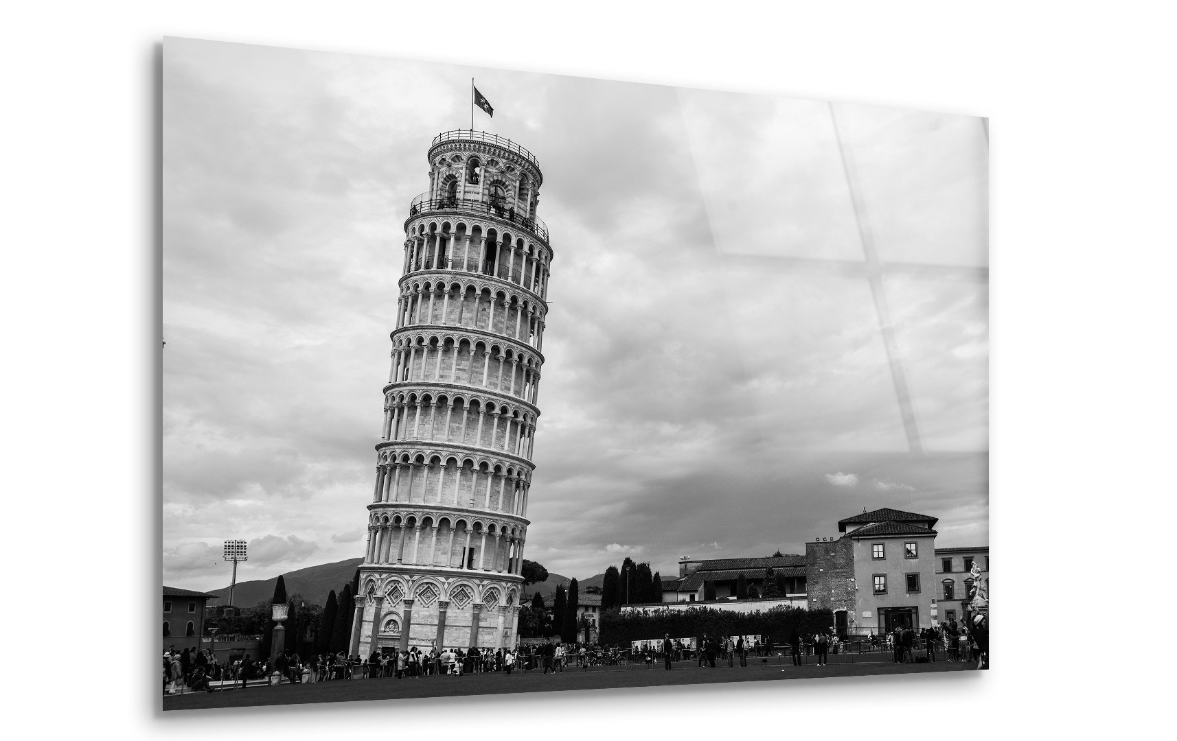Leaning Tower of Pisa on a Cloudy Day | Premium HD Metal Wall Art