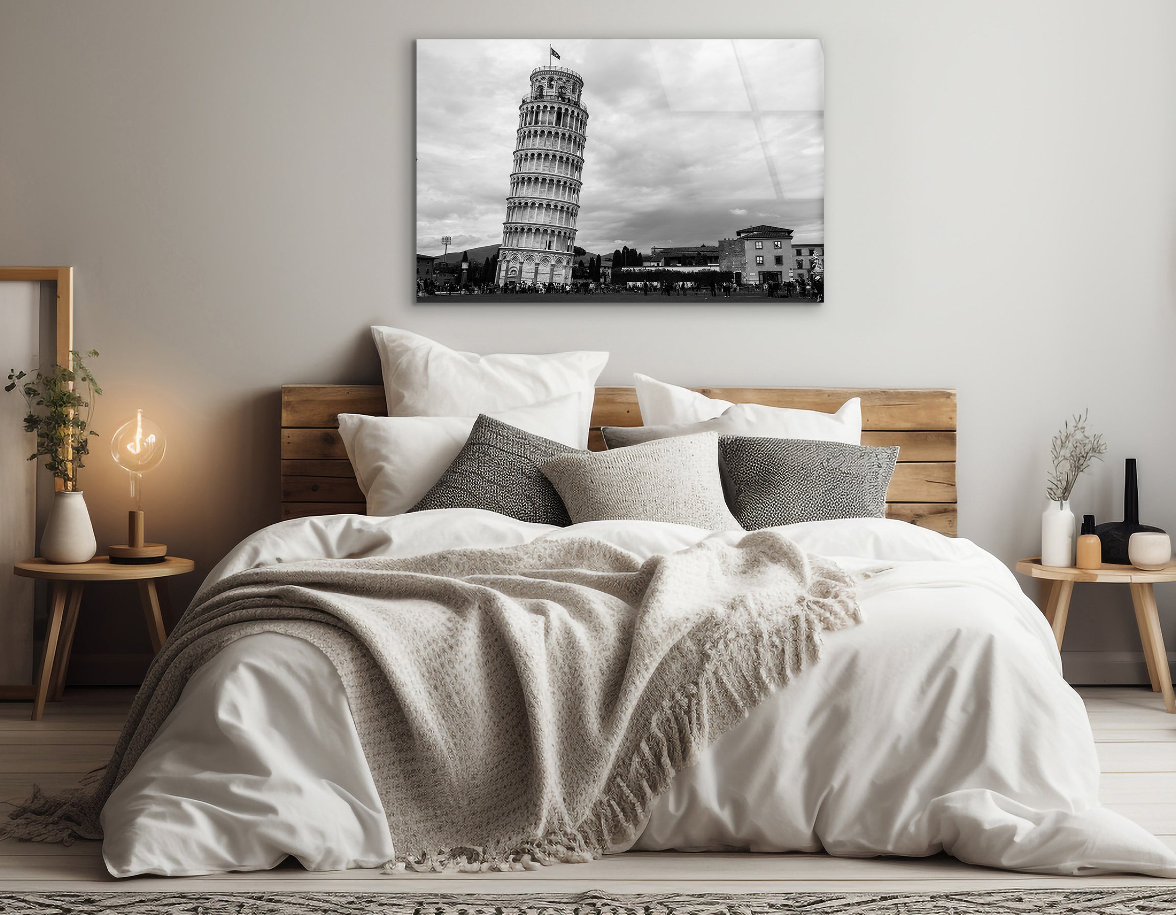 Leaning Tower of Pisa on a Cloudy Day | Premium HD Metal Wall Art