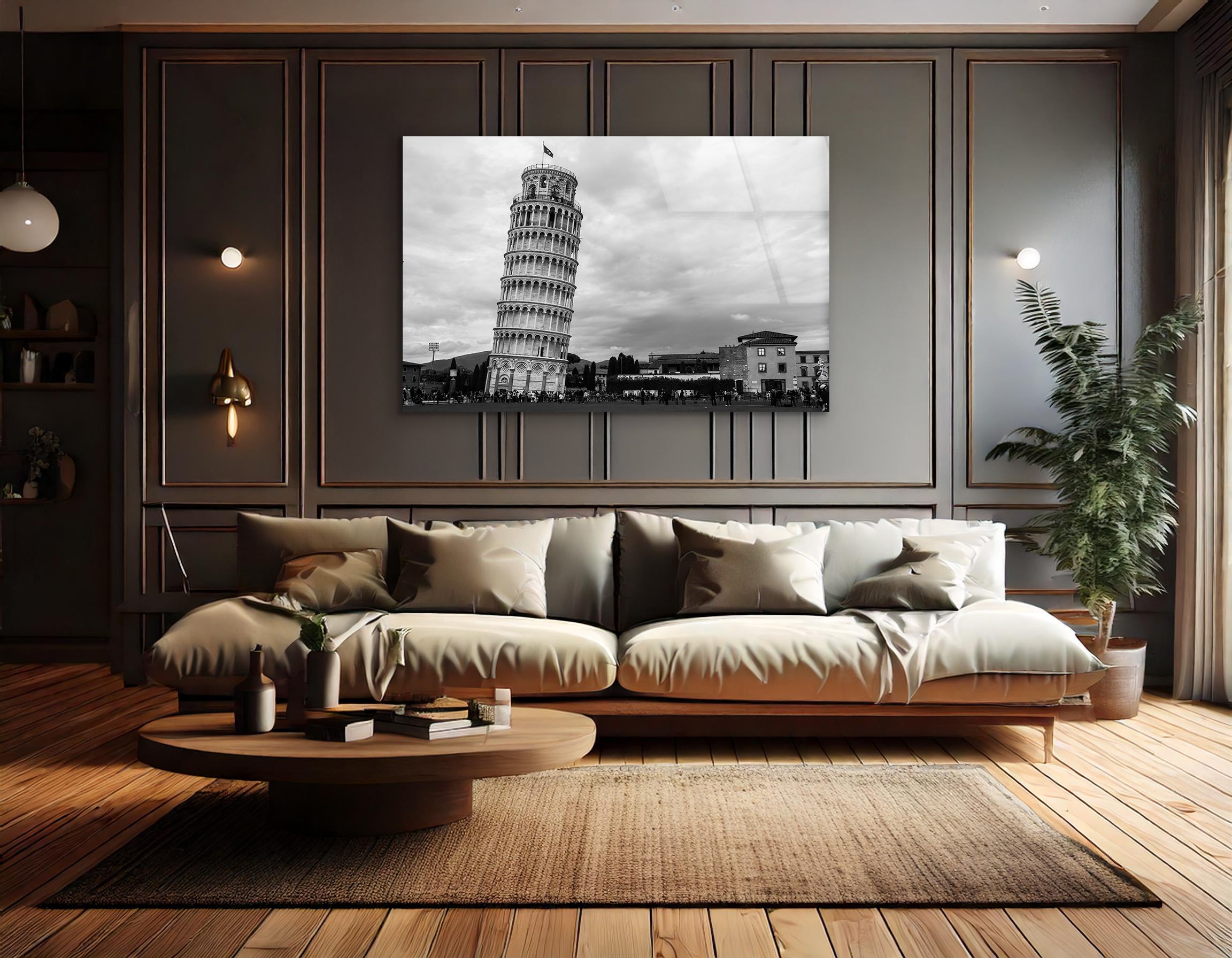 Leaning Tower of Pisa on a Cloudy Day | Premium HD Metal Wall Art