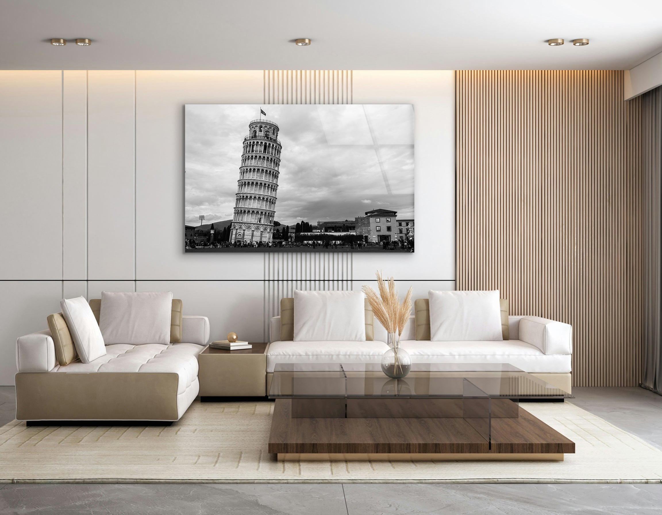 Leaning Tower of Pisa on a Cloudy Day | Premium HD Metal Wall Art