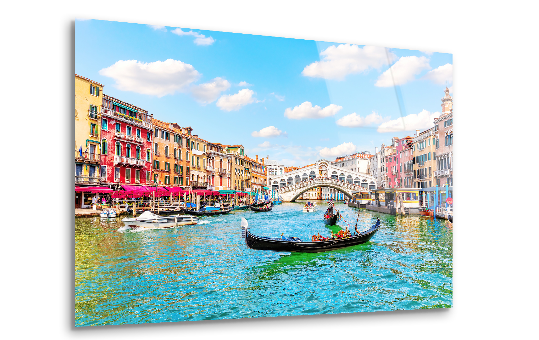 Gondolas at the Rialto Bridge, Venice | Premium HD Metal Wall Art