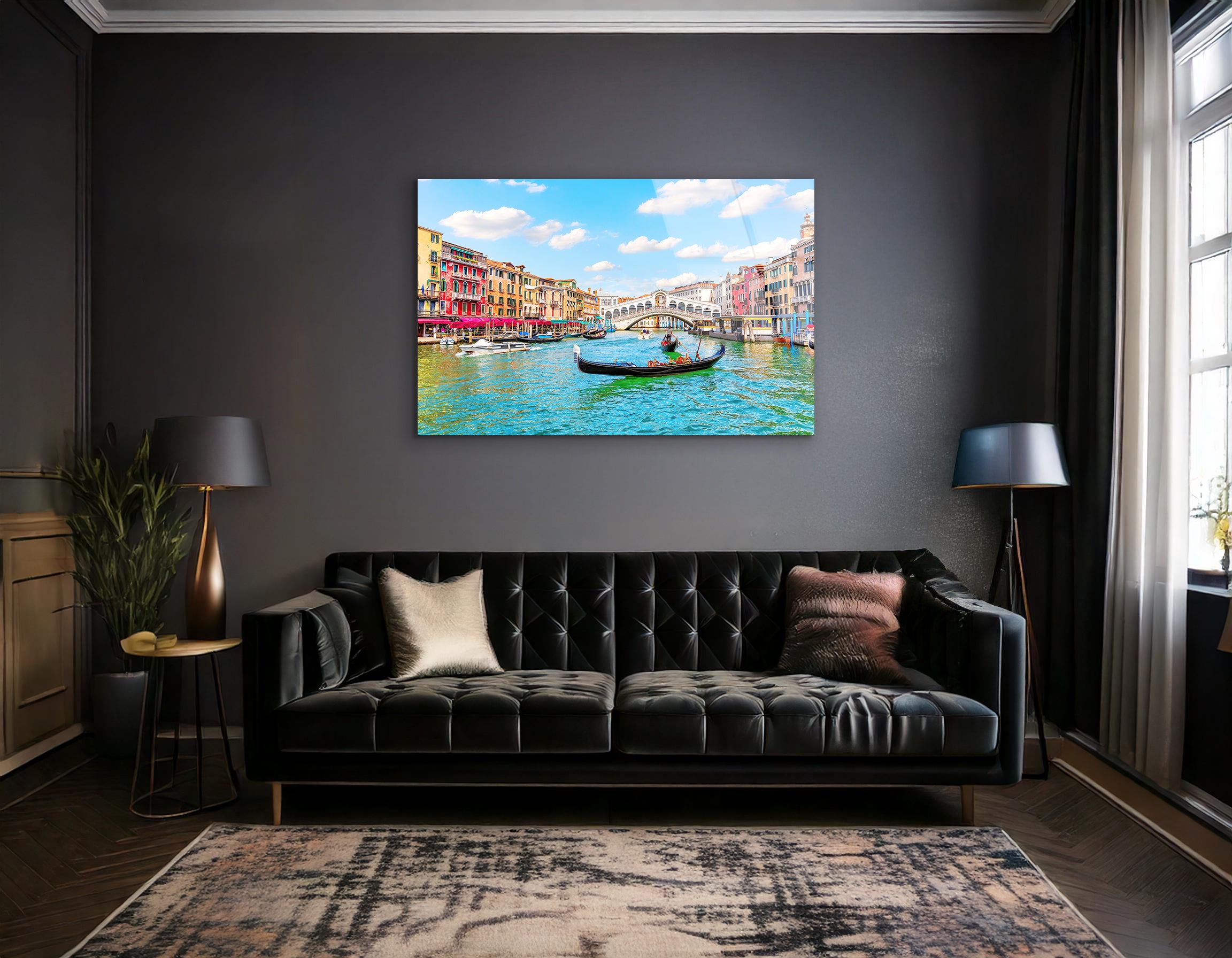 Gondolas at the Rialto Bridge, Venice | Premium HD Metal Wall Art