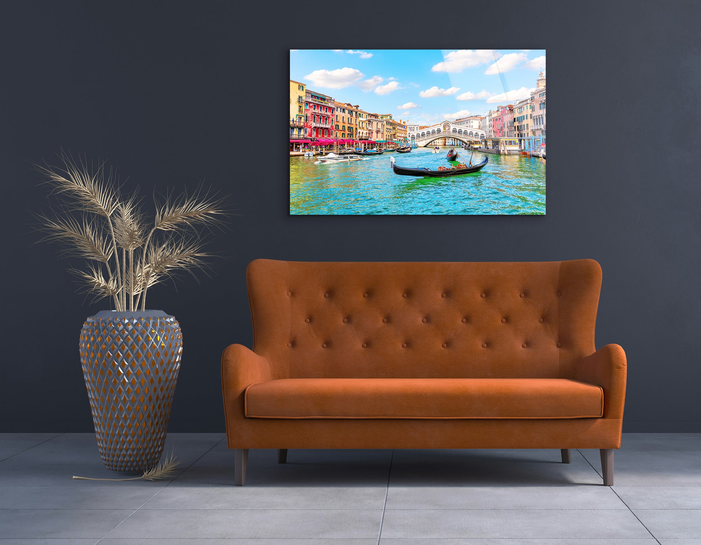 Gondolas at the Rialto Bridge, Venice | Premium HD Metal Wall Art