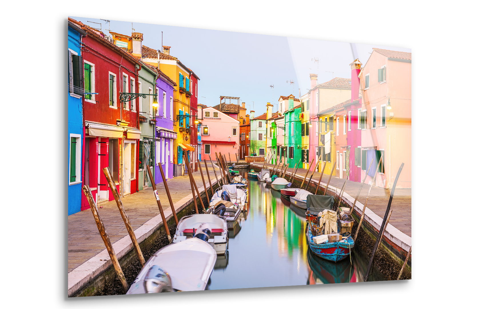 Colorful Buildings of Burano, Venice at Twilight | Premium HD Metal Wall Art