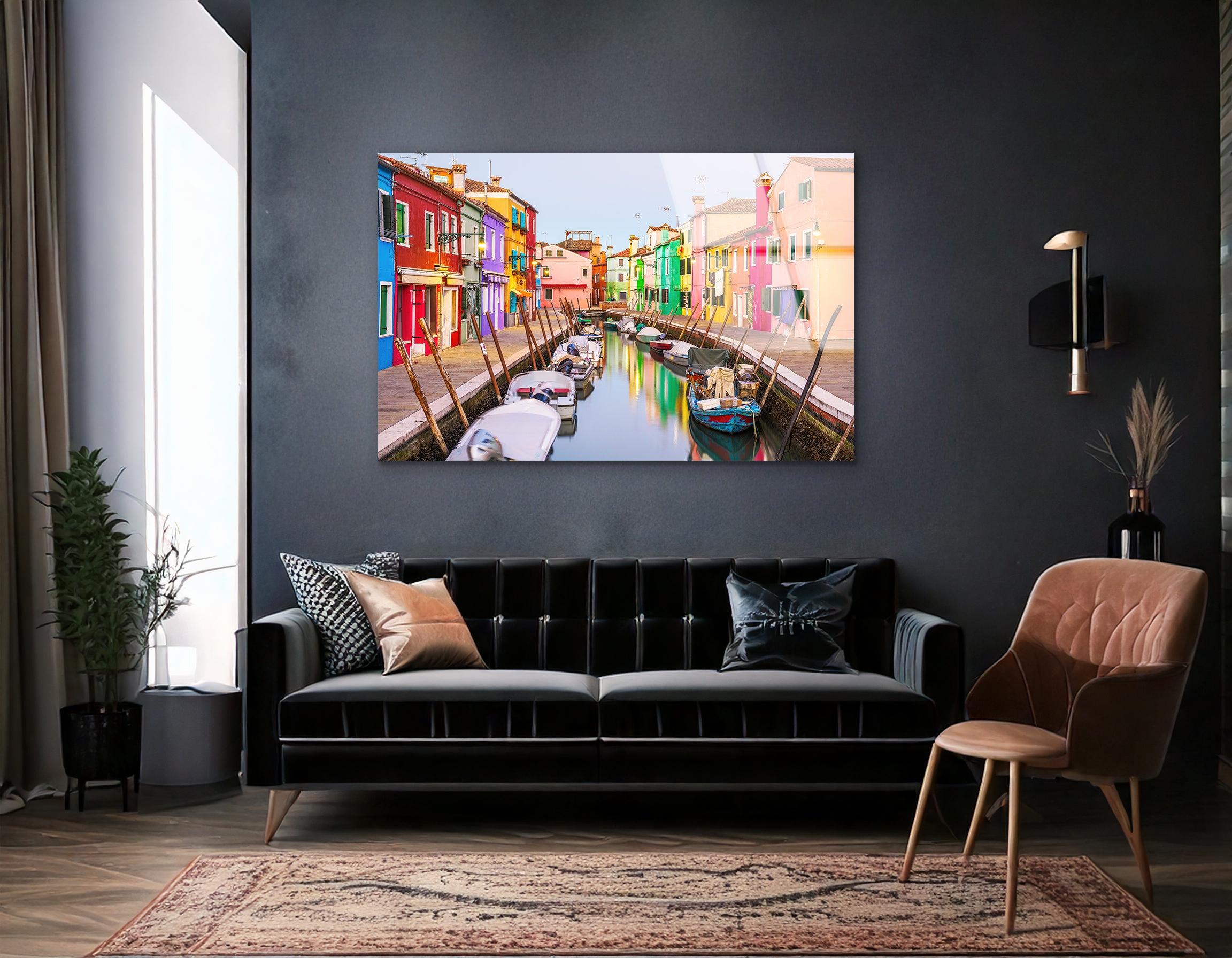 Colorful Buildings of Burano, Venice at Twilight | Premium HD Metal Wall Art