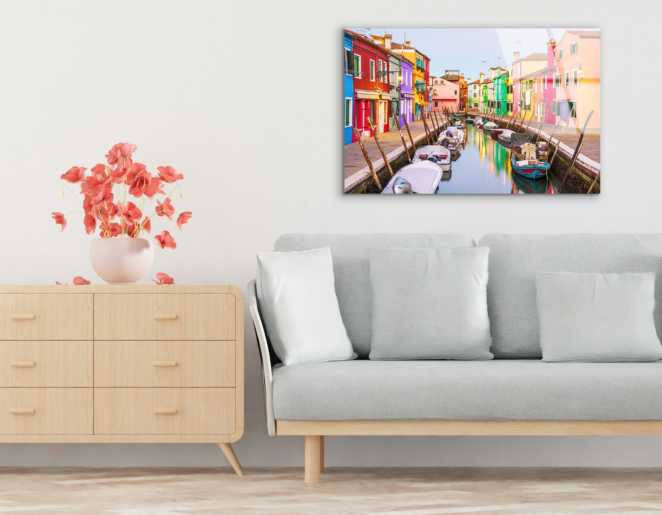 Colorful Buildings of Burano, Venice at Twilight | Premium HD Metal Wall Art
