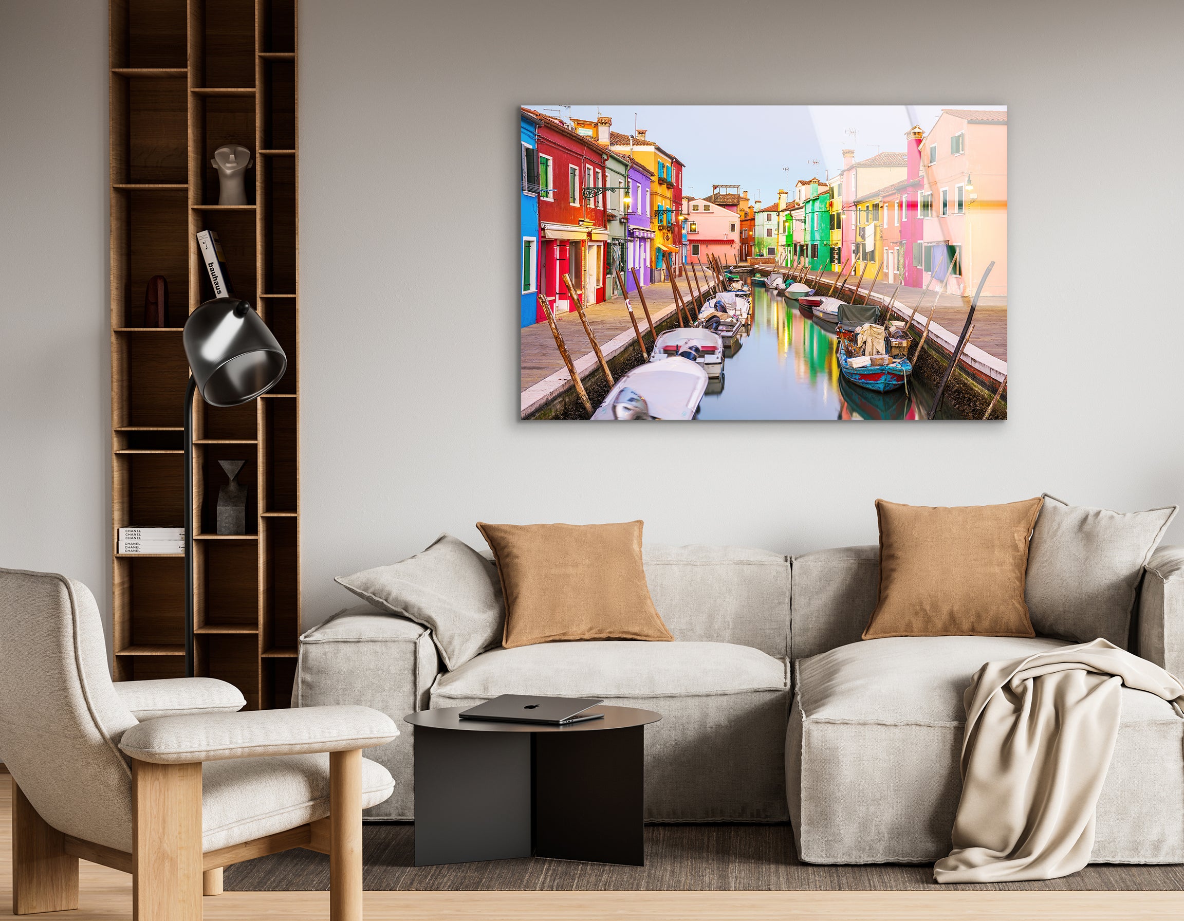 Colorful Buildings of Burano, Venice at Twilight | Premium HD Metal Wall Art