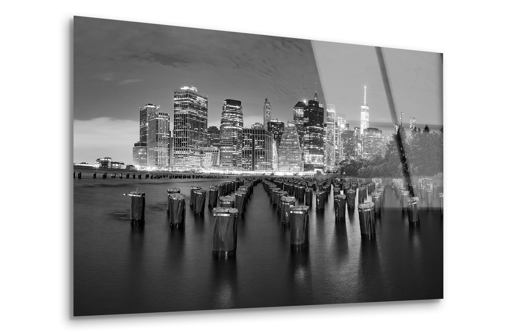 Black and White Lower Manhattan | Premium HD Metal Wall Art