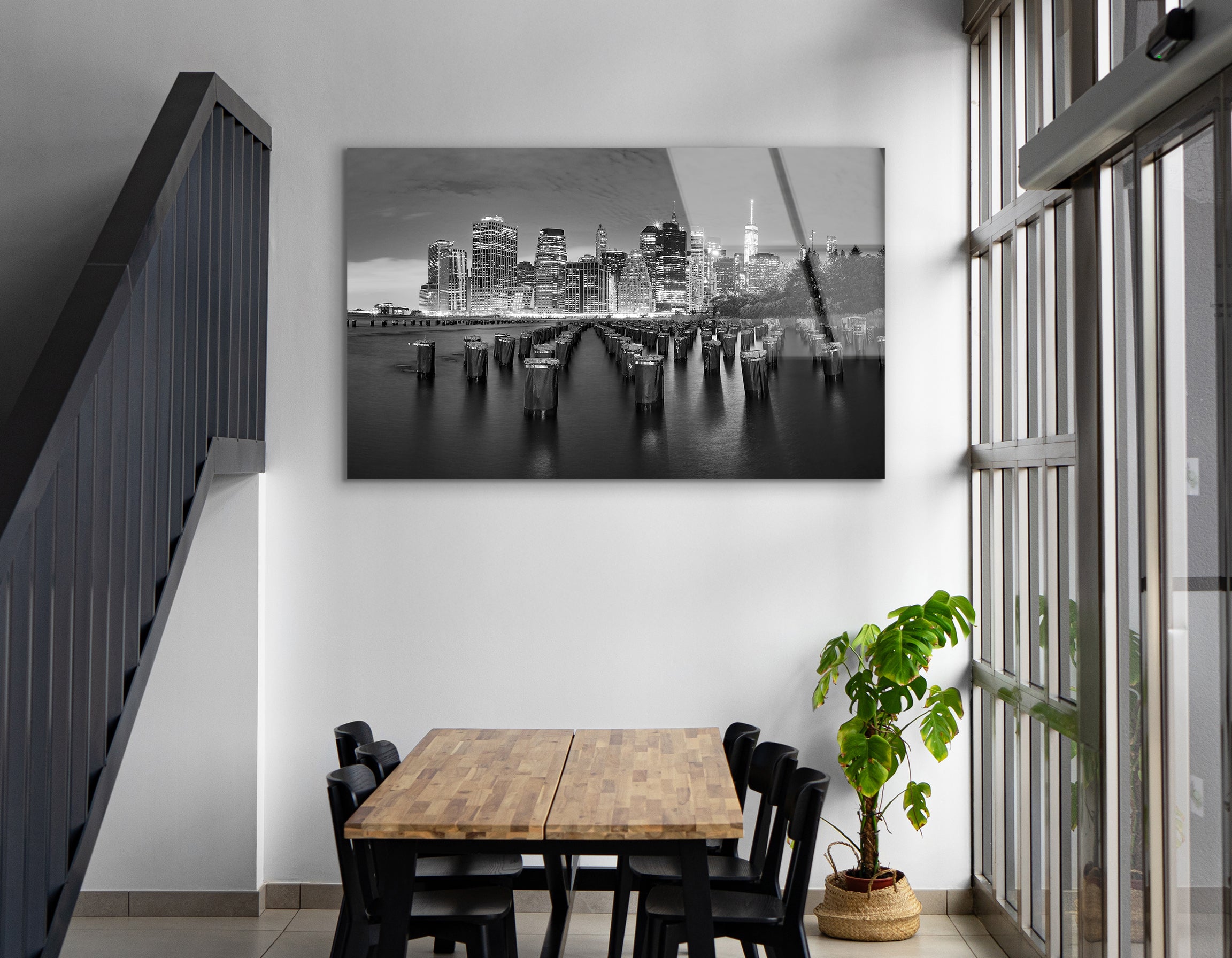 Black and White Lower Manhattan | Premium HD Metal Wall Art