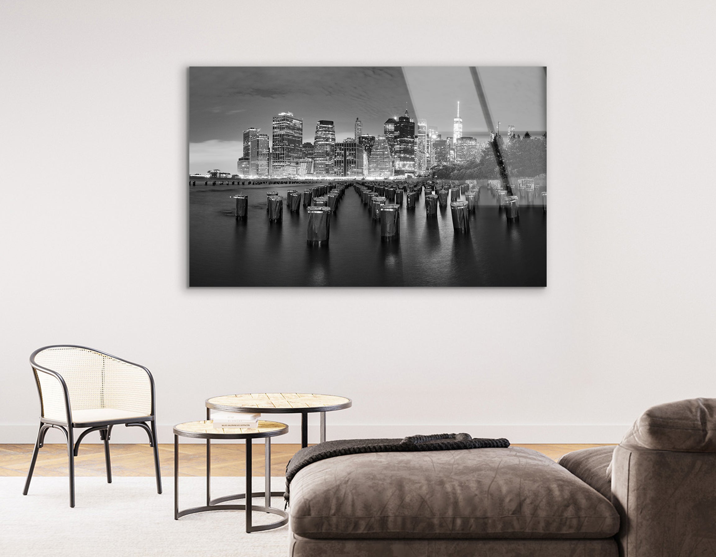 Black and White Lower Manhattan | Premium HD Metal Wall Art