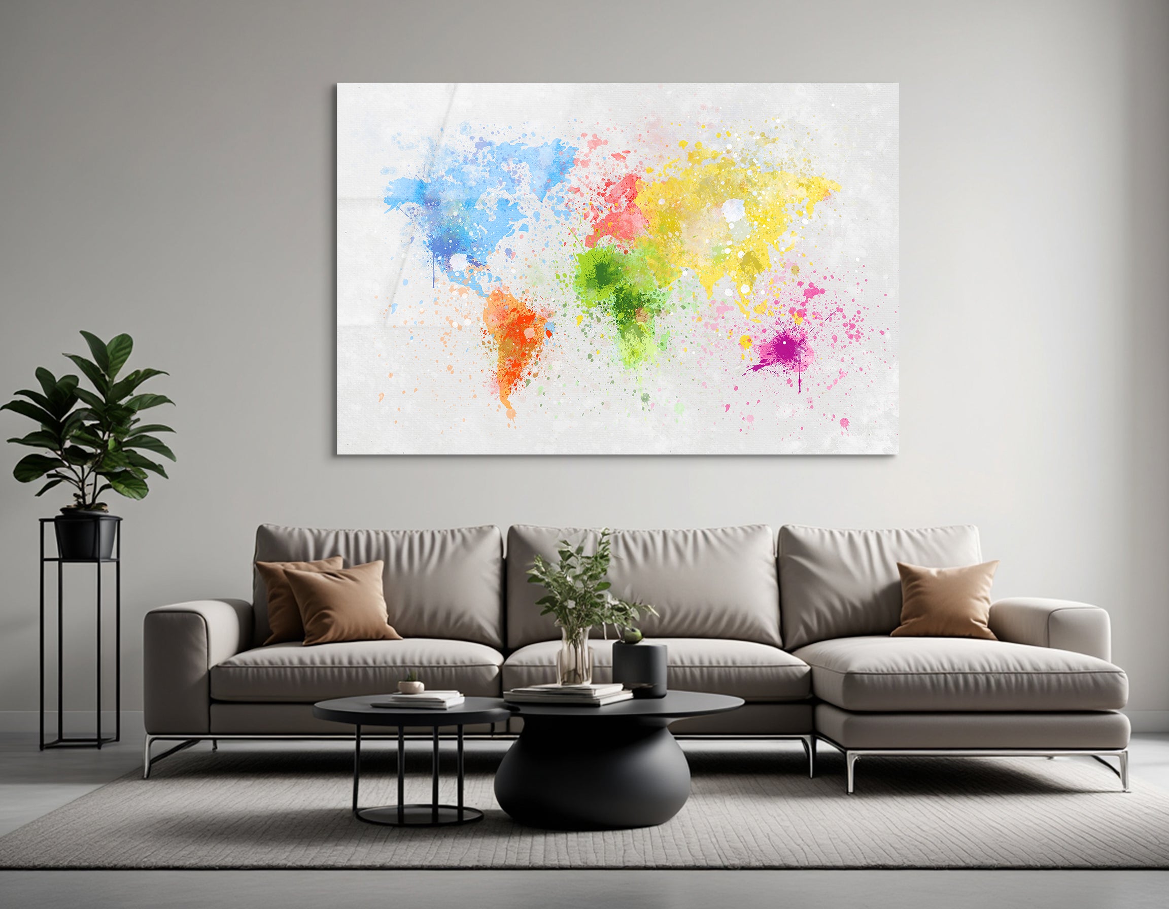Colorful World Map | Premium HD Metal Wall Art