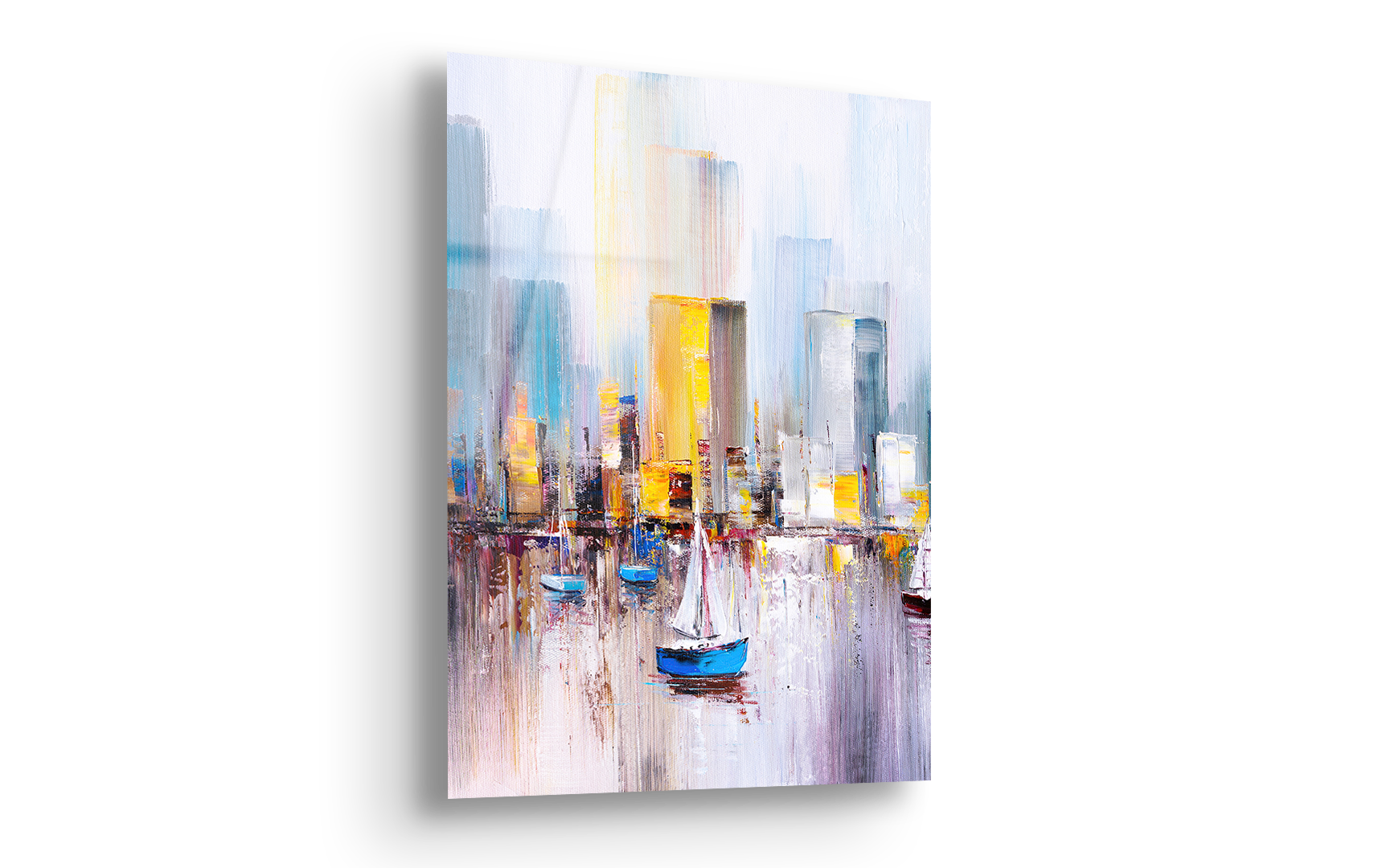 Manhattan Bay Oil Painting | Premium HD Metal Wall Art