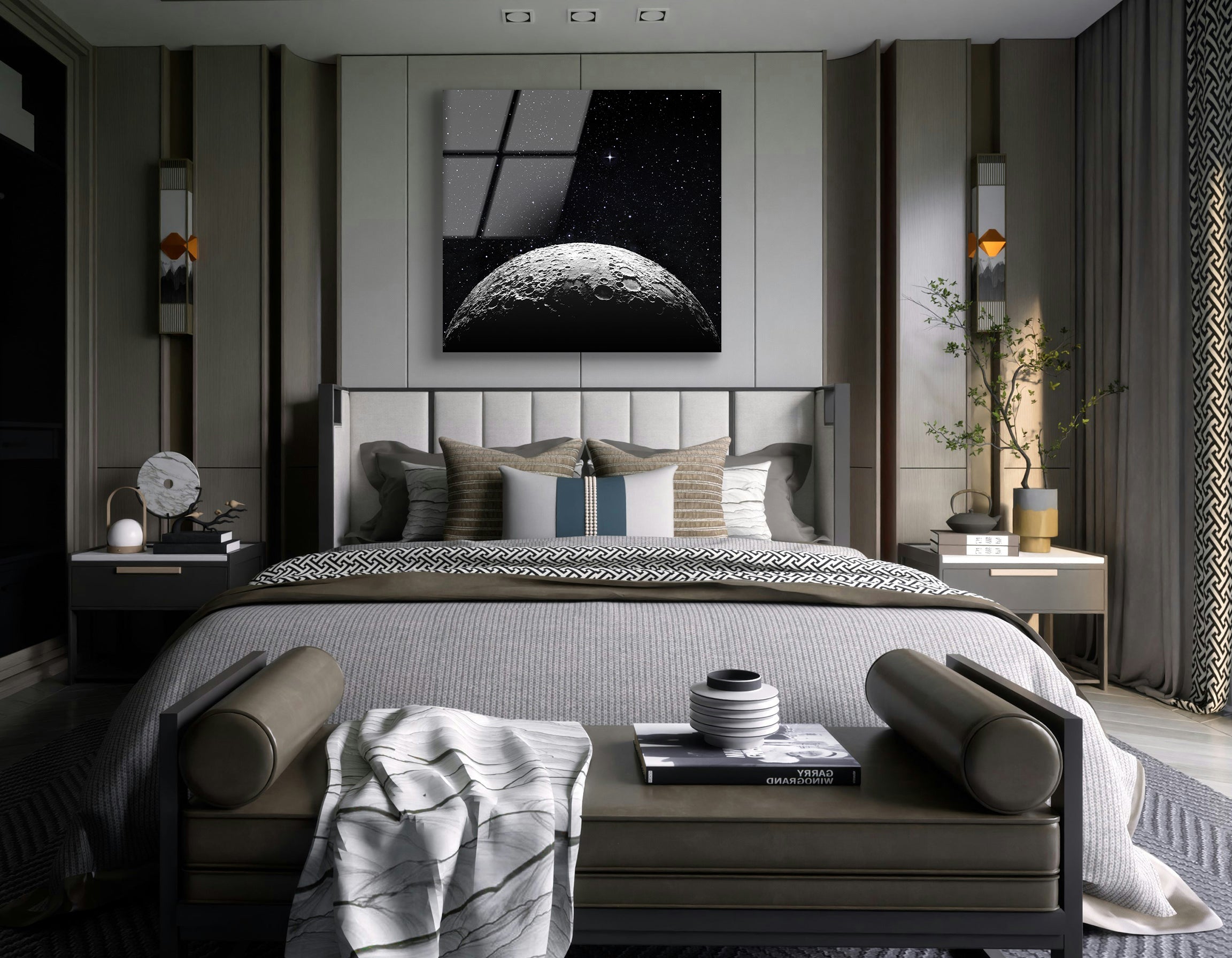 Moon Surface in Space | Premium HD Metal Wall Art