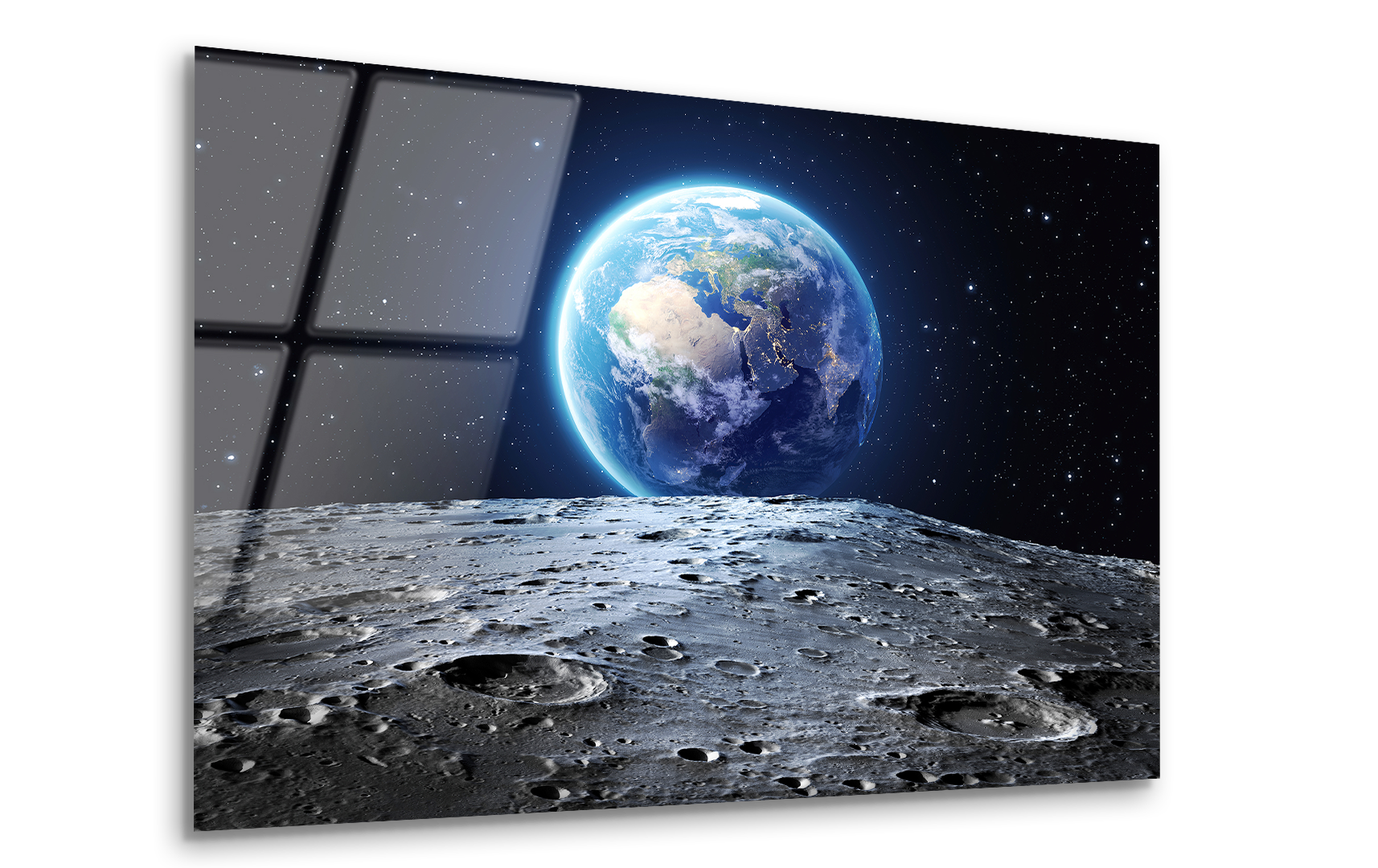 Blue Earth from the Moon | Premium HD Metal Wall Art - DezignArt