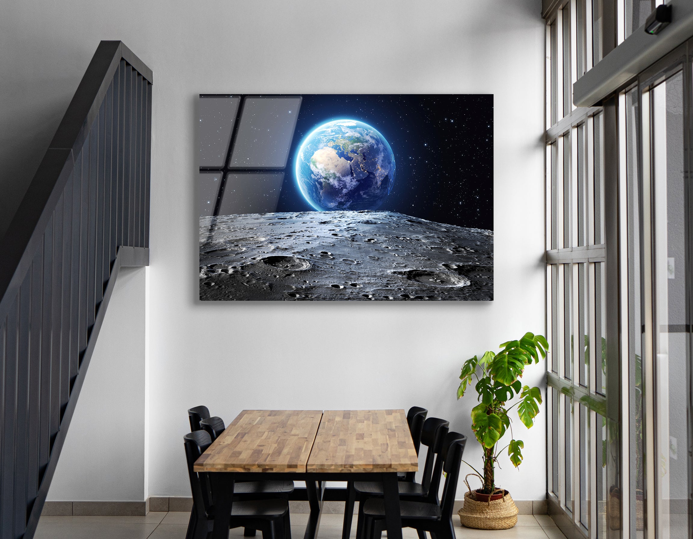 Blue Earth from the Moon | Premium HD Metal Wall Art - DezignArt