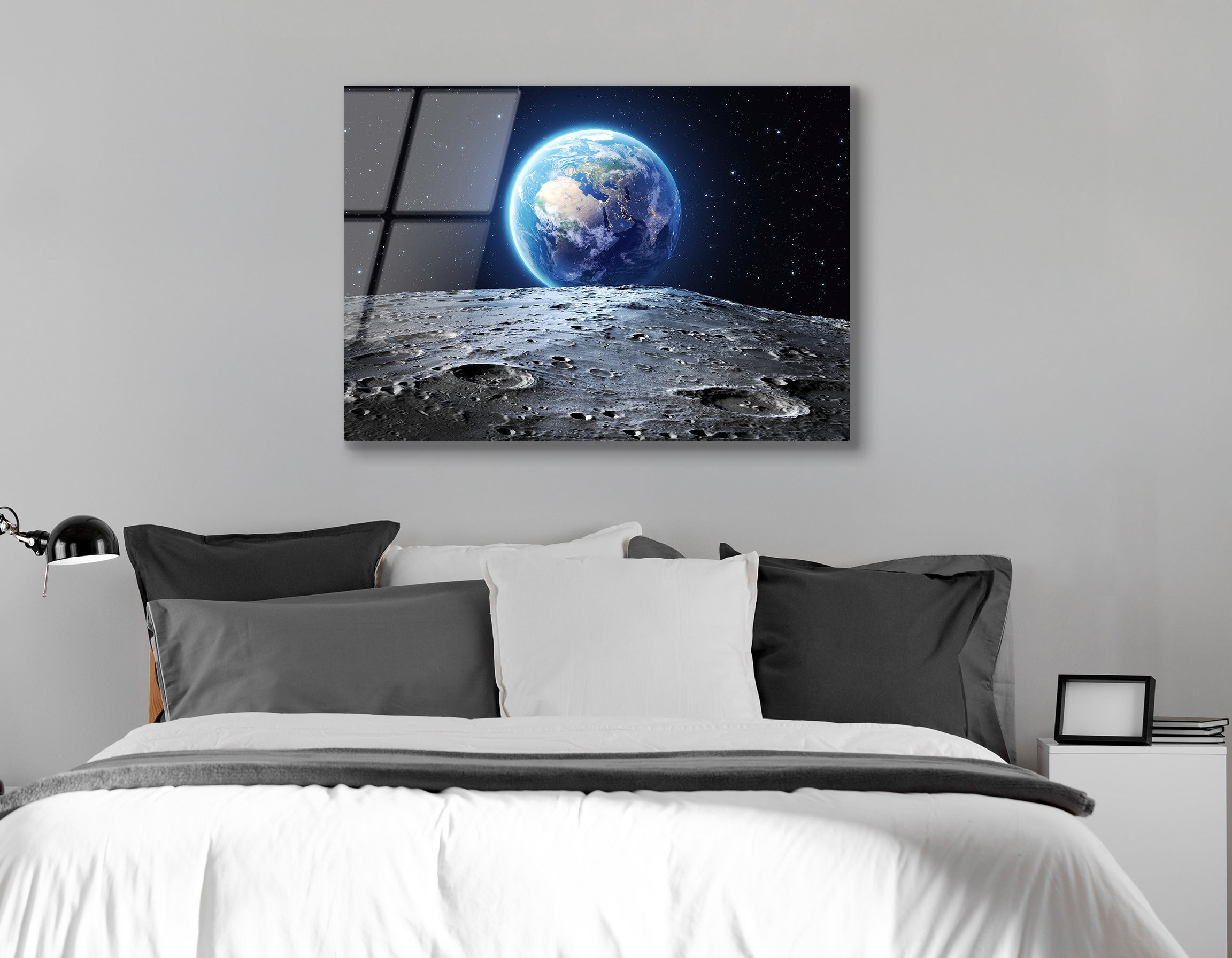 Blue Earth from the Moon | Premium HD Metal Wall Art - DezignArt