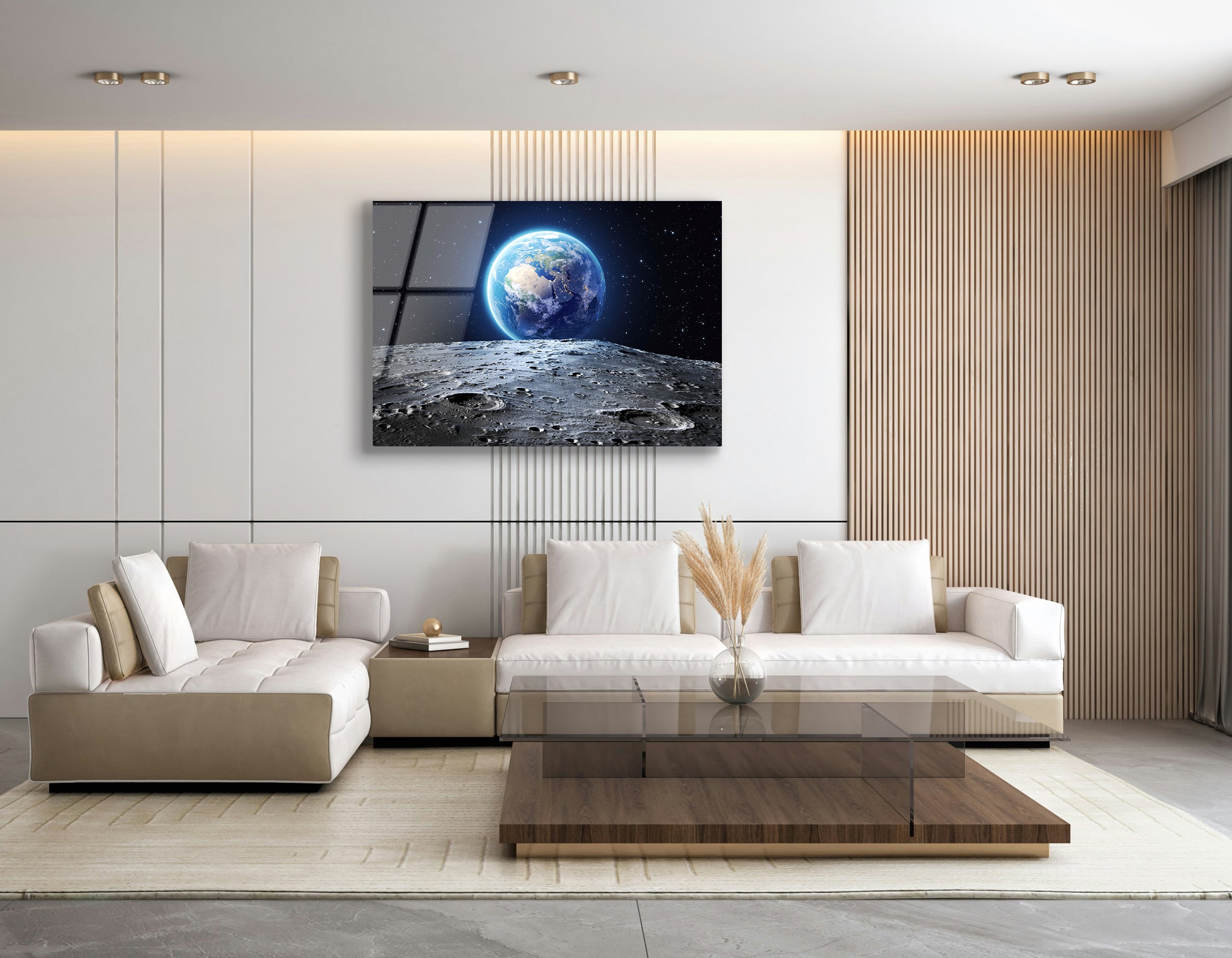 Blue Earth from the Moon | Premium HD Metal Wall Art - DezignArt