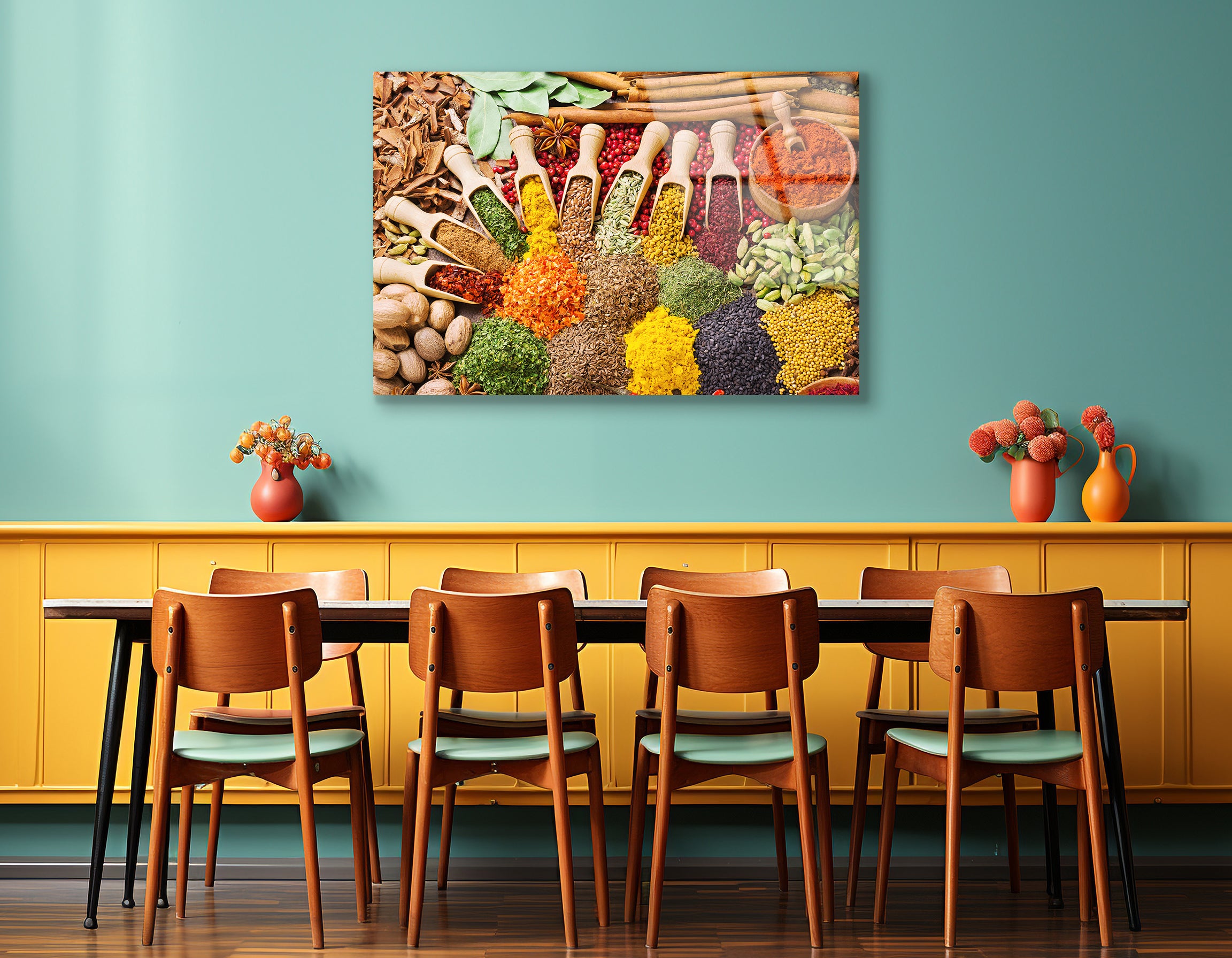 Colorful Composition of Spices and Herbs | Premium HD Metal Wall Art - DezignArt