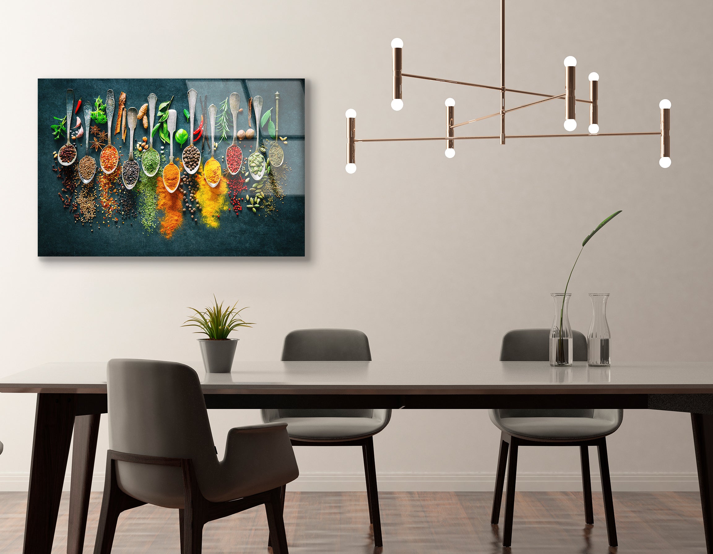 Vibrant Herbs & Spices on Dark Background | Premium HD Metal Wall Art - DezignArt