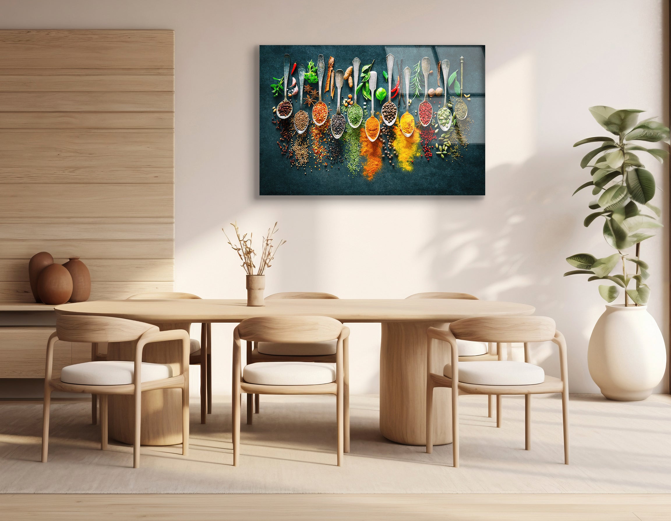 Vibrant Herbs & Spices on Dark Background | Premium HD Metal Wall Art - DezignArt