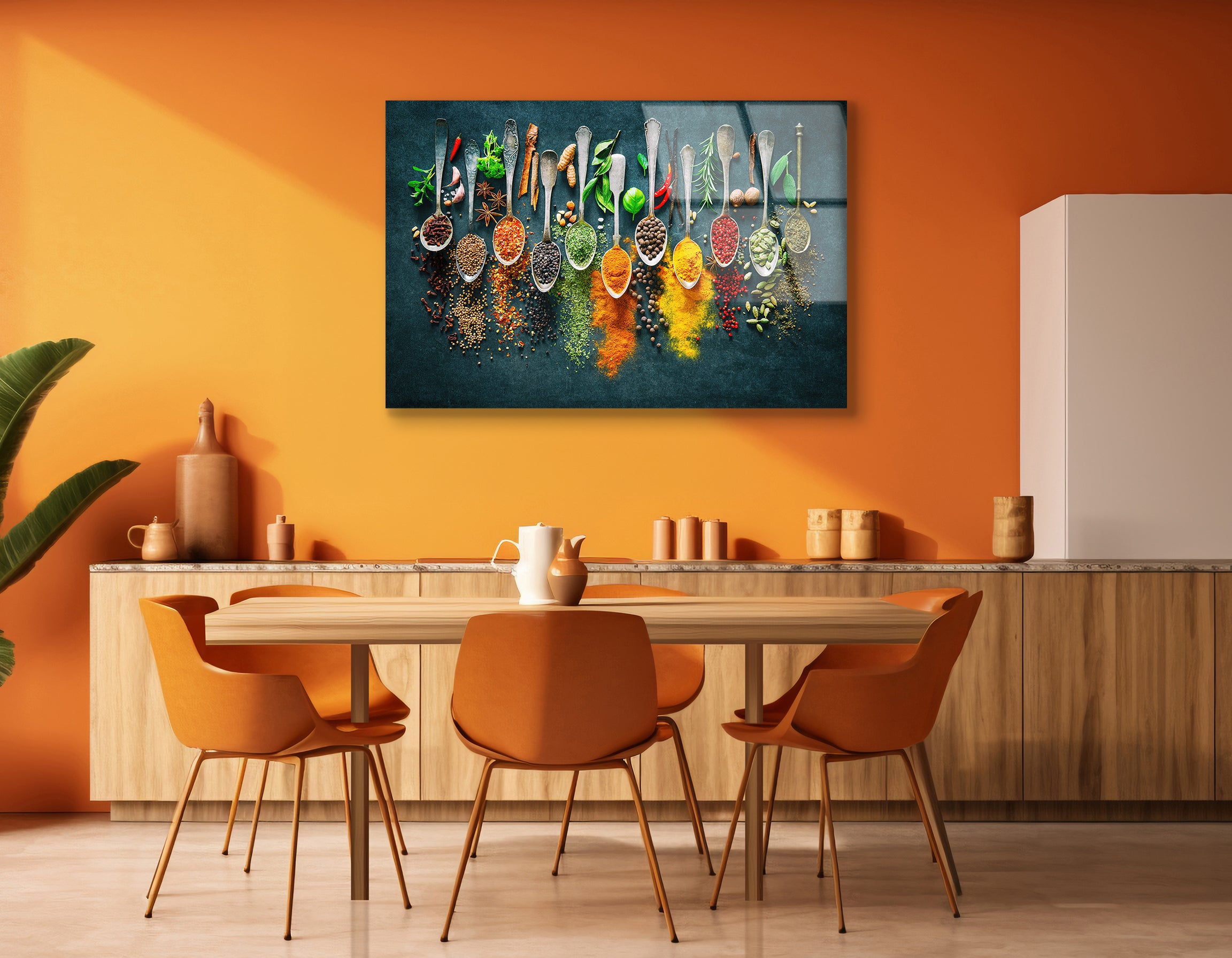 Vibrant Herbs & Spices on Dark Background | Premium HD Metal Wall Art - DezignArt