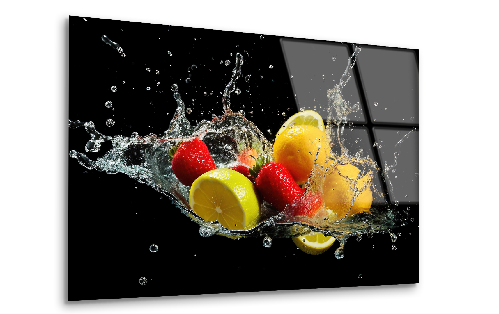 Fruits Splashing into Water | Premium HD Metal Wall Art - DezignArt