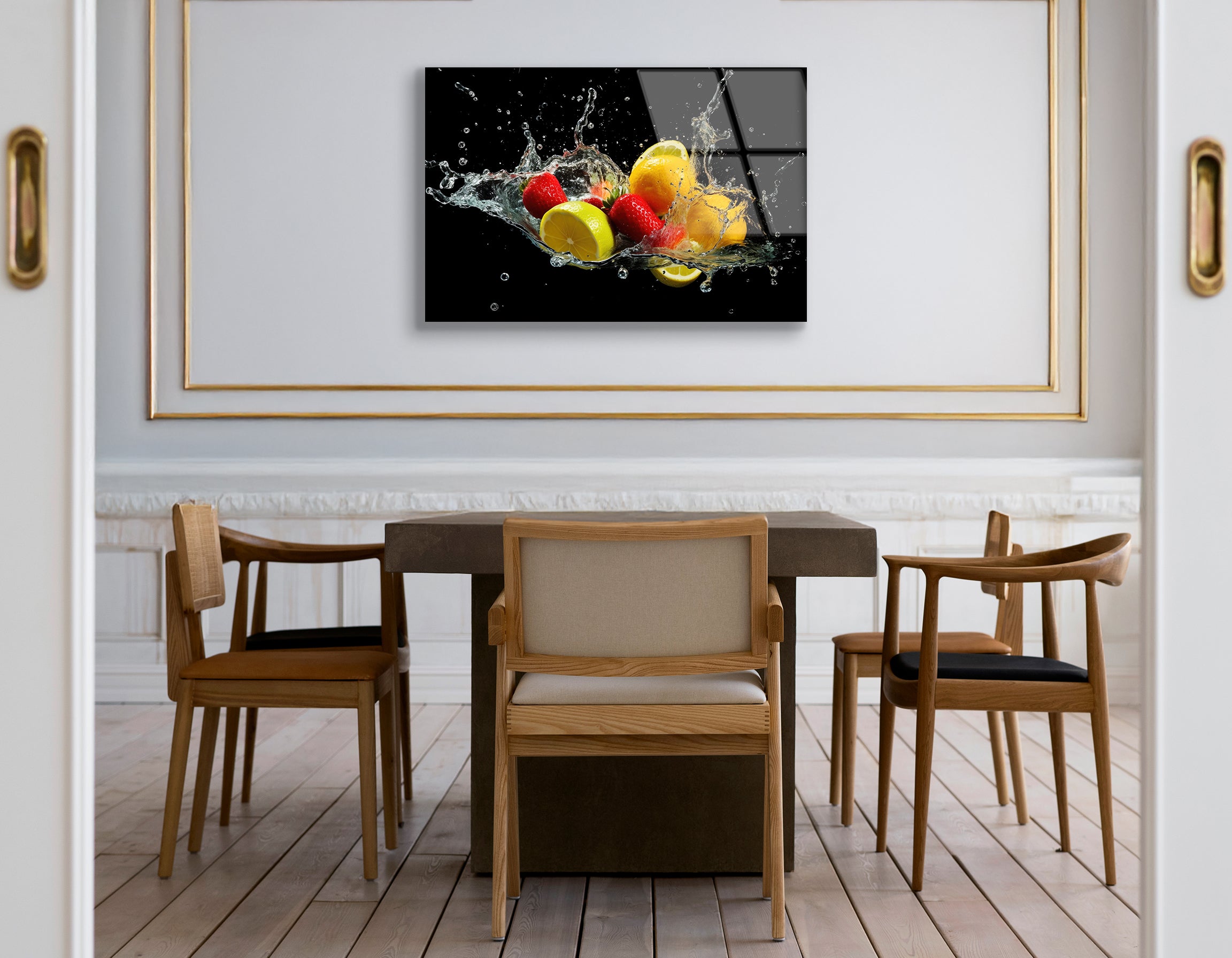 Fruits Splashing into Water | Premium HD Metal Wall Art - DezignArt