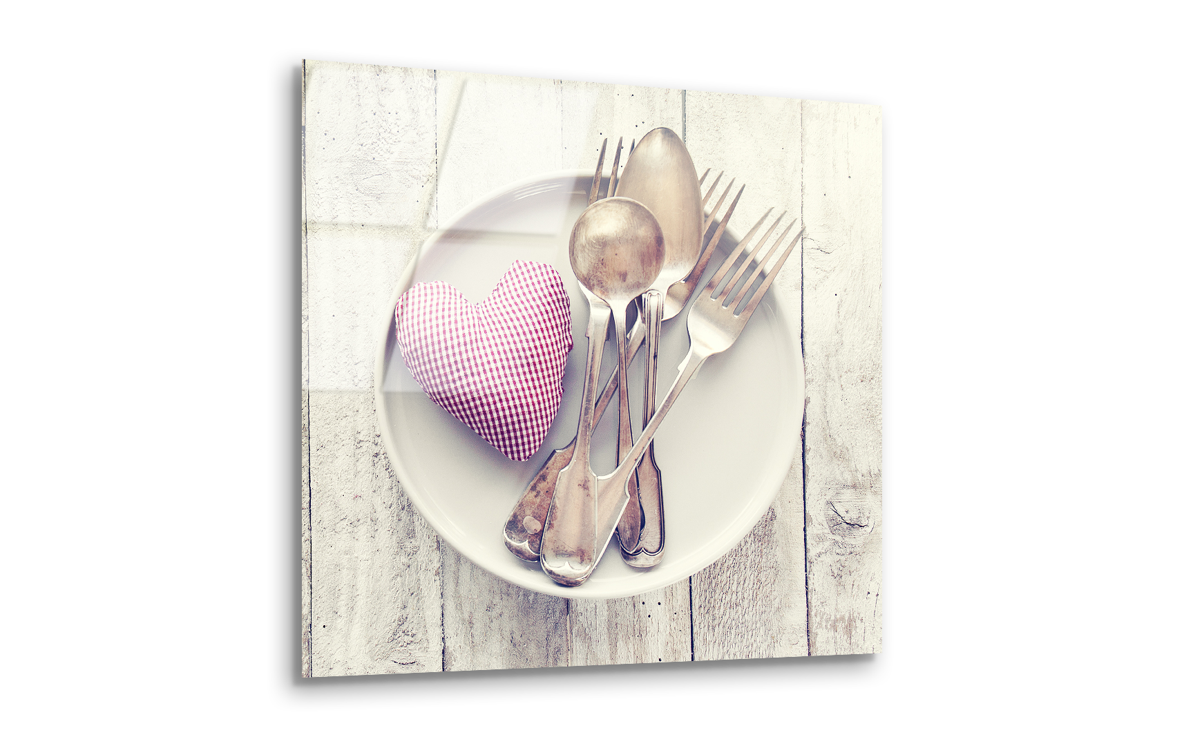 Romantic Vintage Cutlery & Plush Heart | Premium HD Metal Wall Art