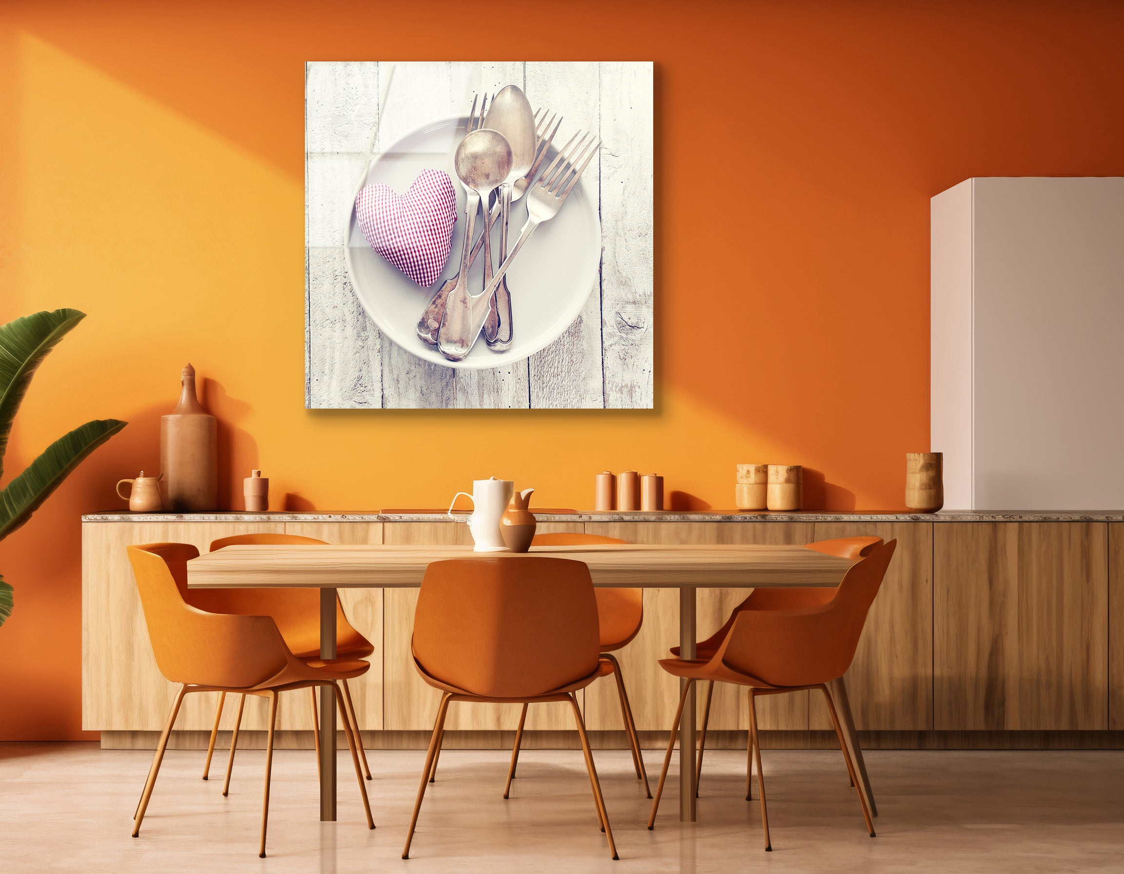 Romantic Vintage Cutlery & Plush Heart | Premium HD Metal Wall Art