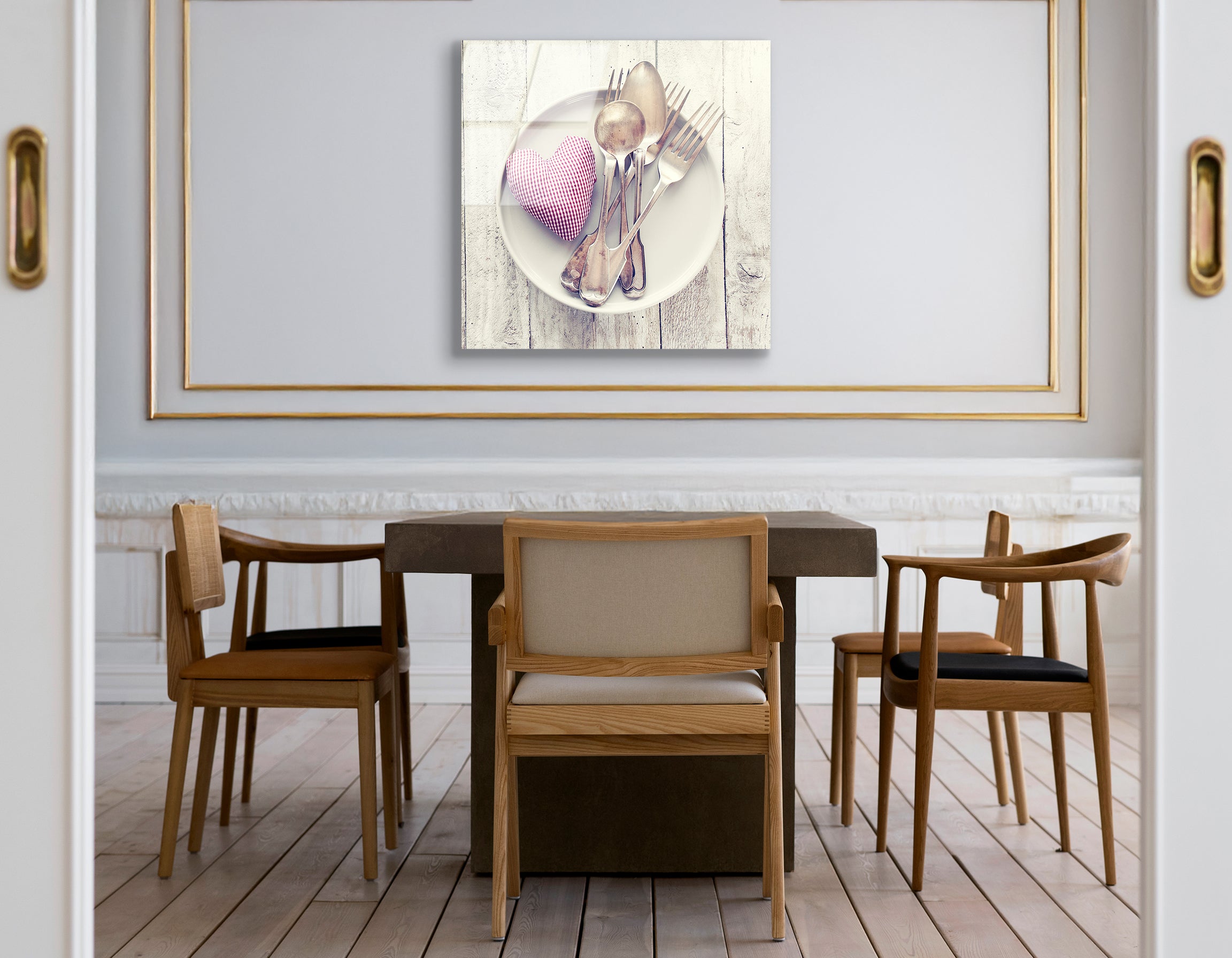 Romantic Vintage Cutlery & Plush Heart | Premium HD Metal Wall Art