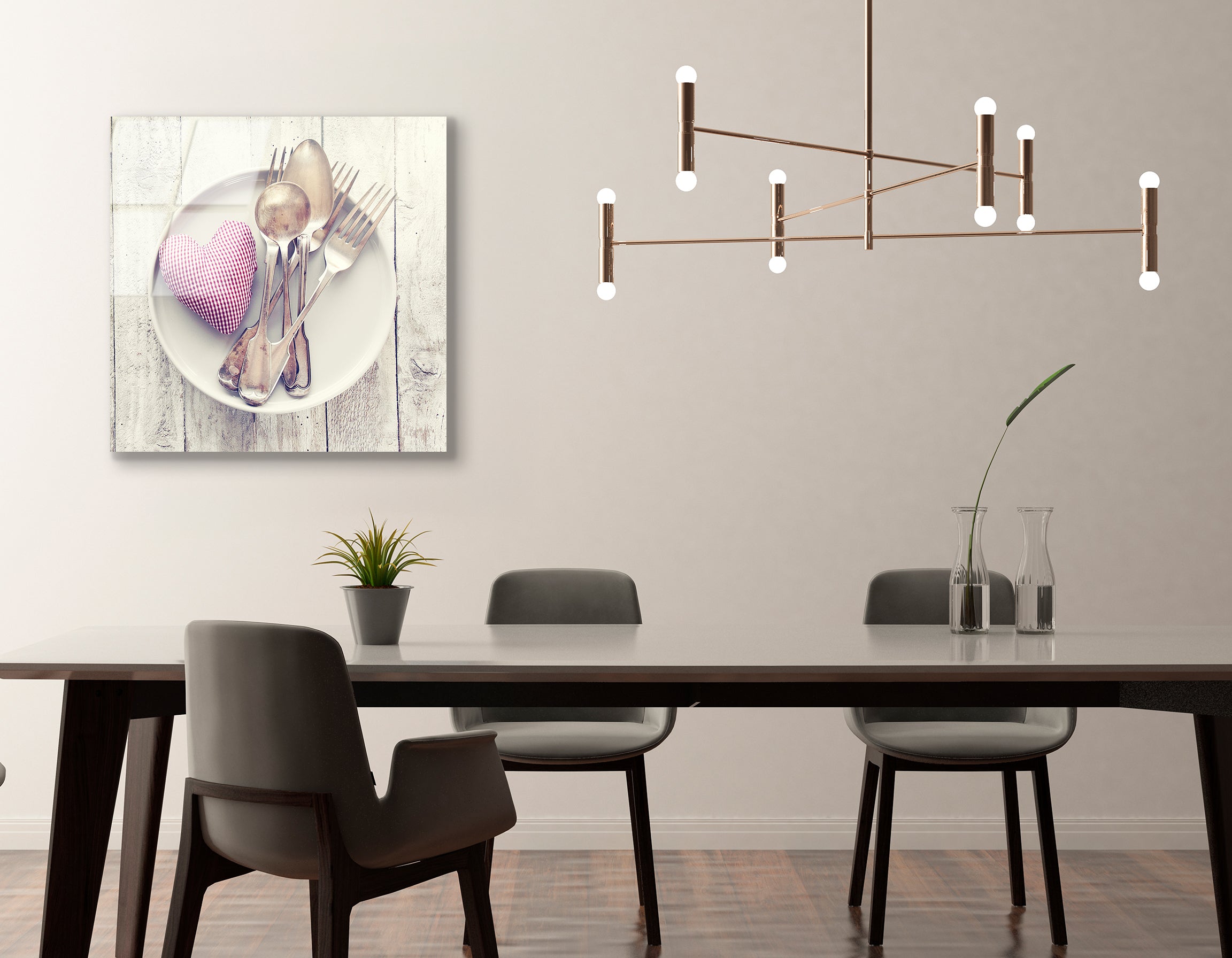 Romantic Vintage Cutlery & Plush Heart | Premium HD Metal Wall Art