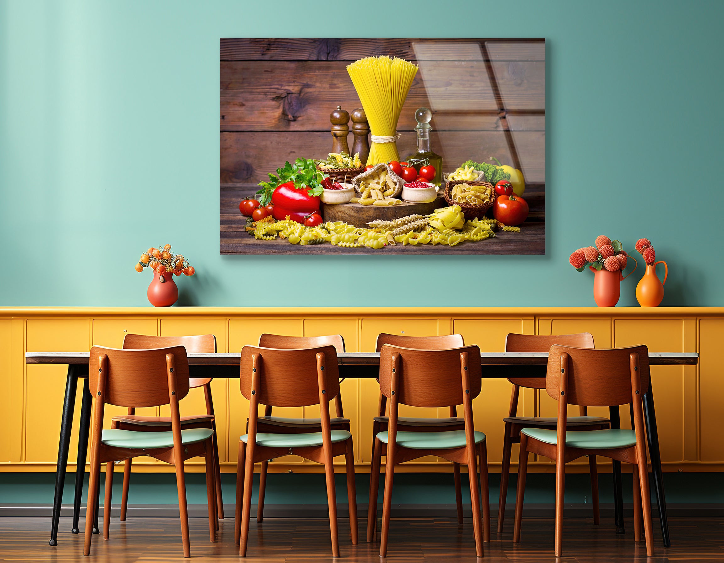 Italian Pasta & Fresh Veggies | Premium HD Metal Wall Art - DezignArt