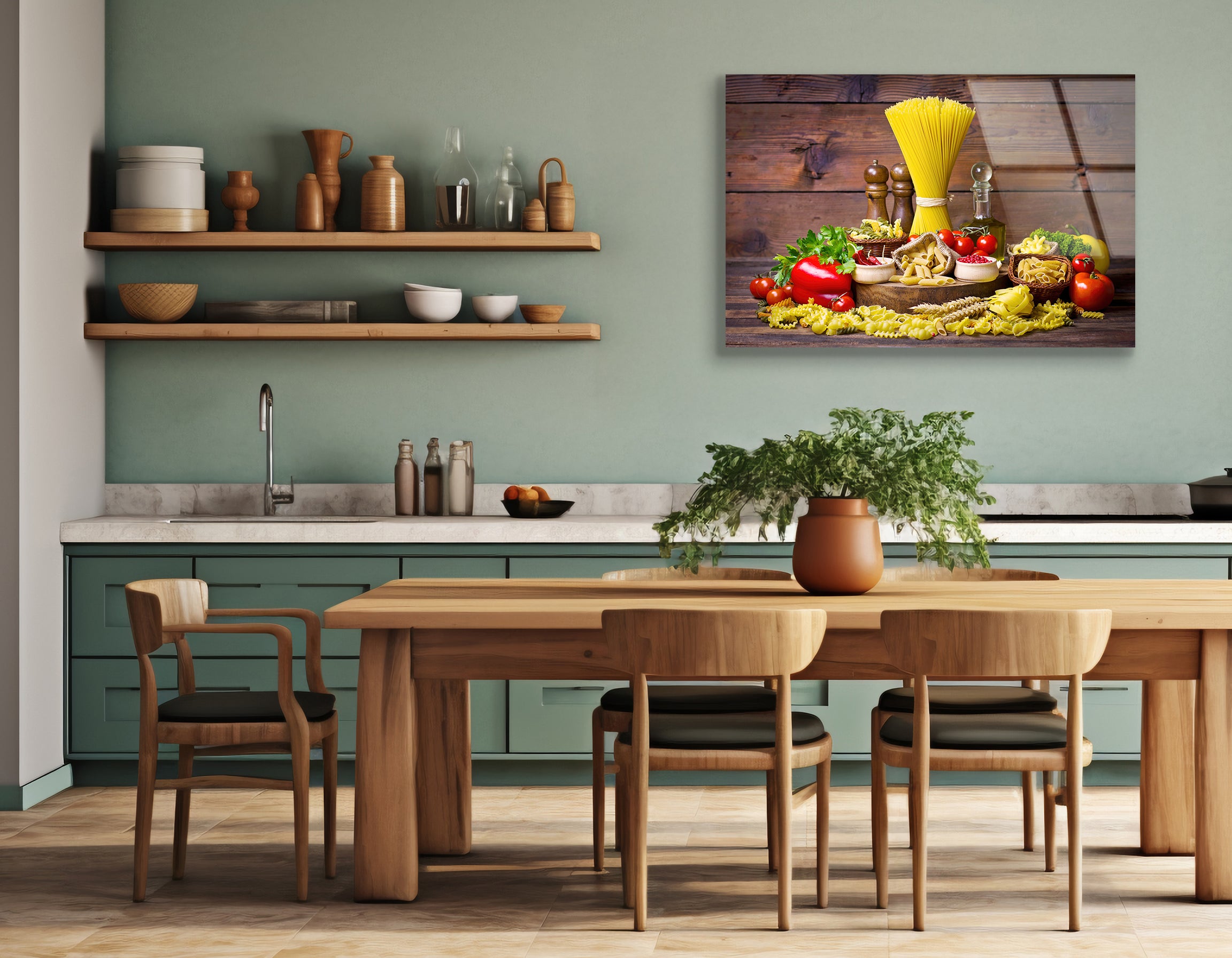 Italian Pasta & Fresh Veggies | Premium HD Metal Wall Art - DezignArt