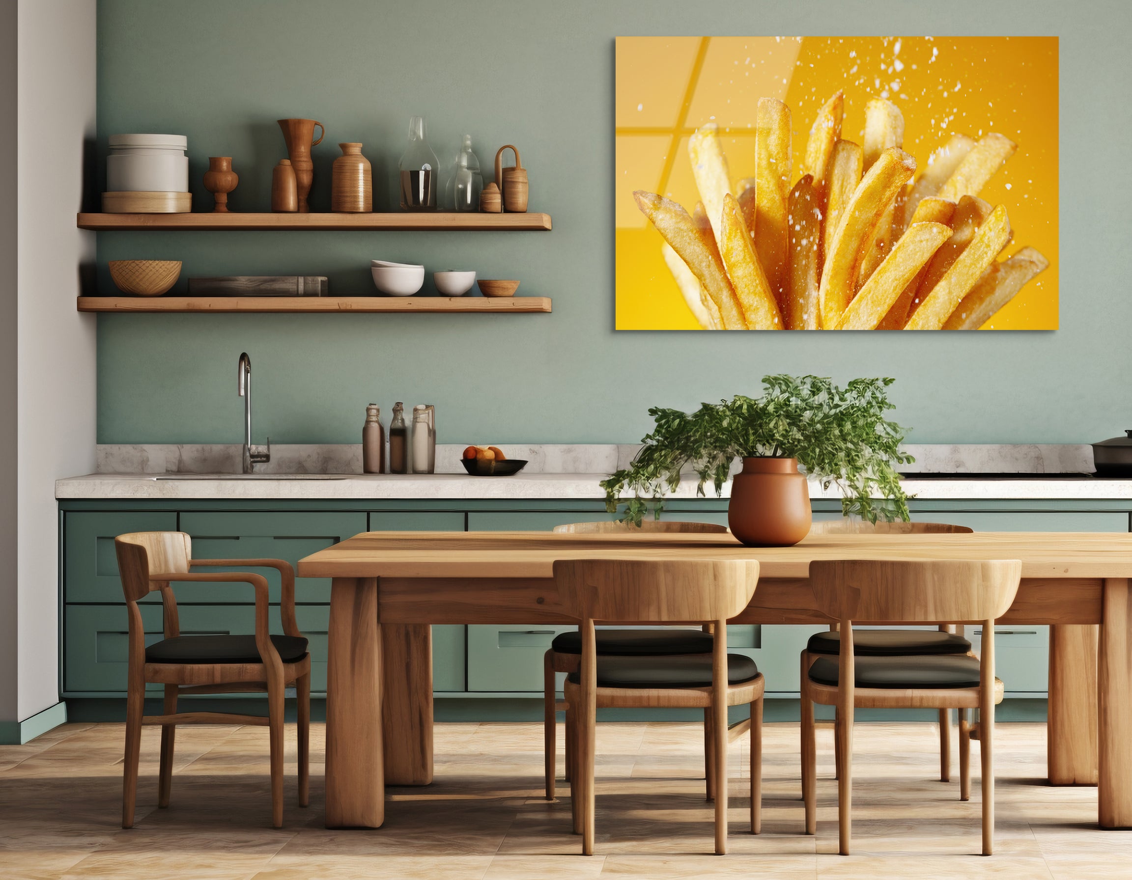 Salted French Fries Close-Up | Premium HD Metal Wall Art